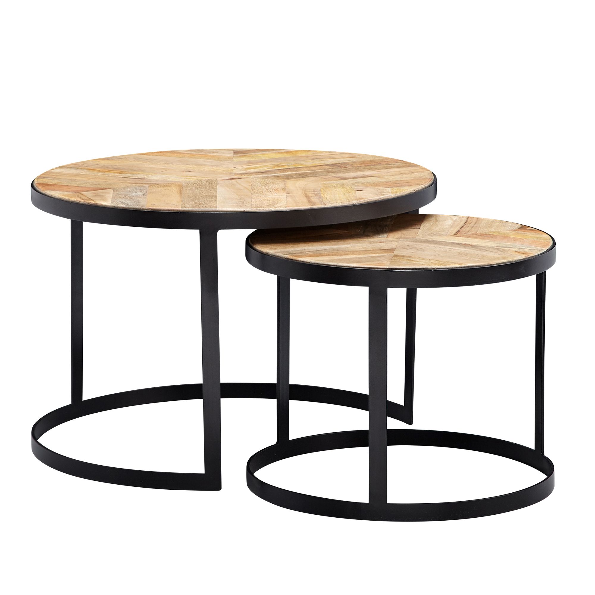 Satztisch 2er-Set Svolvaer Massivholz Akazie Höhe 41 cm