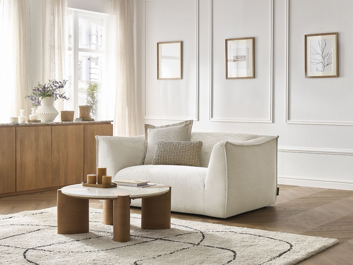 Bobochic Giorgia Sofa 2-Sitzer Cordsamt Beige