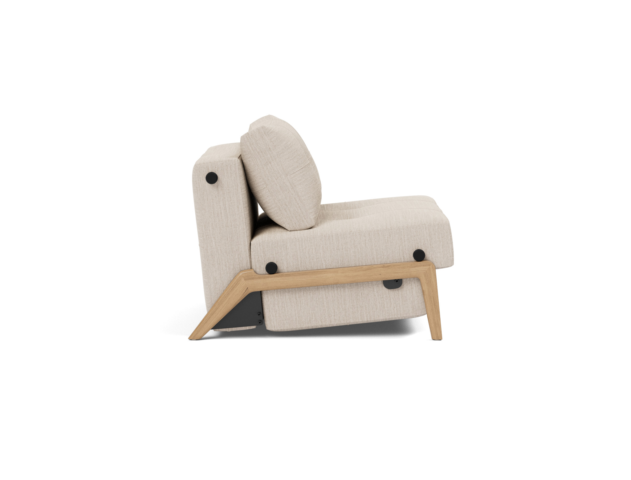 Schlafsessel Cubed 90 Webstoff Blida 612-Sand-Grey Beine Eiche