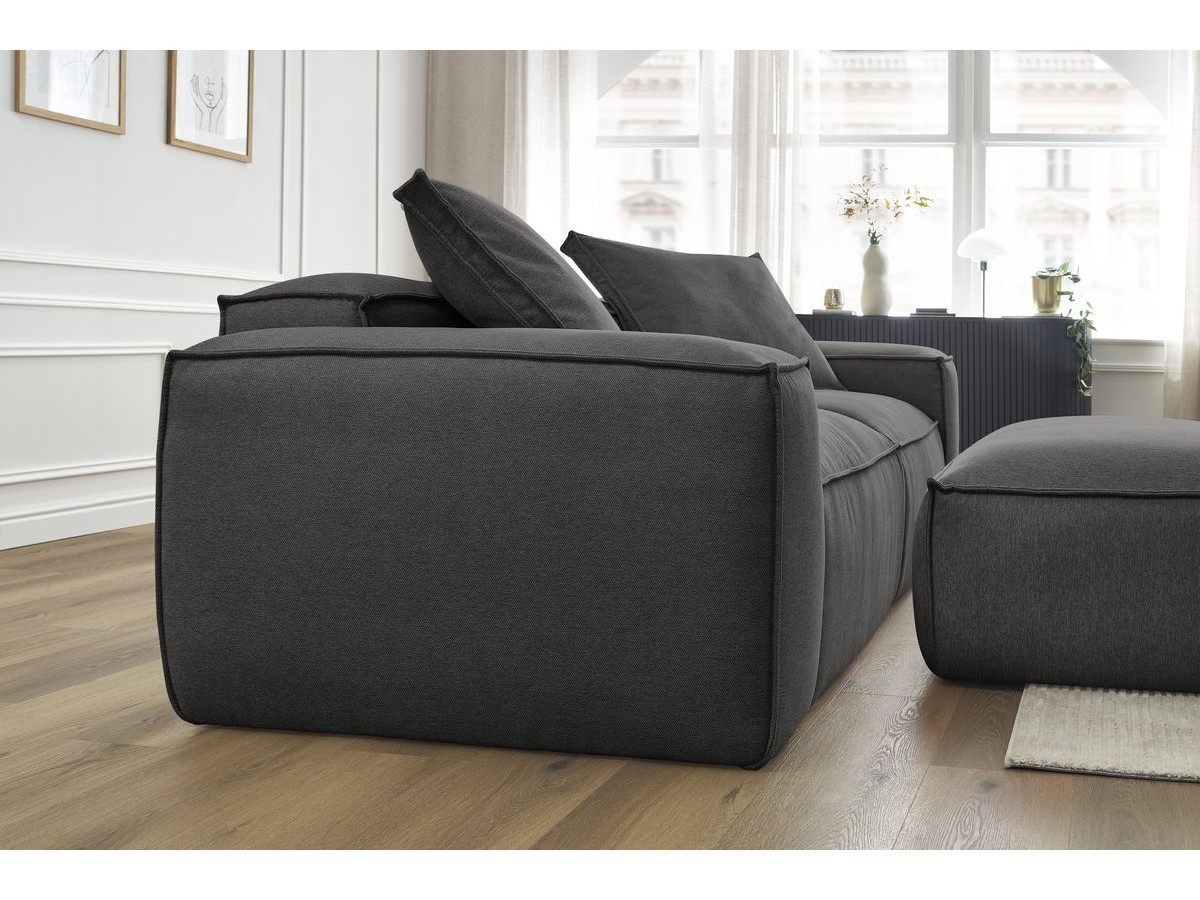 Bobochic Boheme Sofa 4-Sitzer mit Pouf Melange-Stoff Dunkelgrau