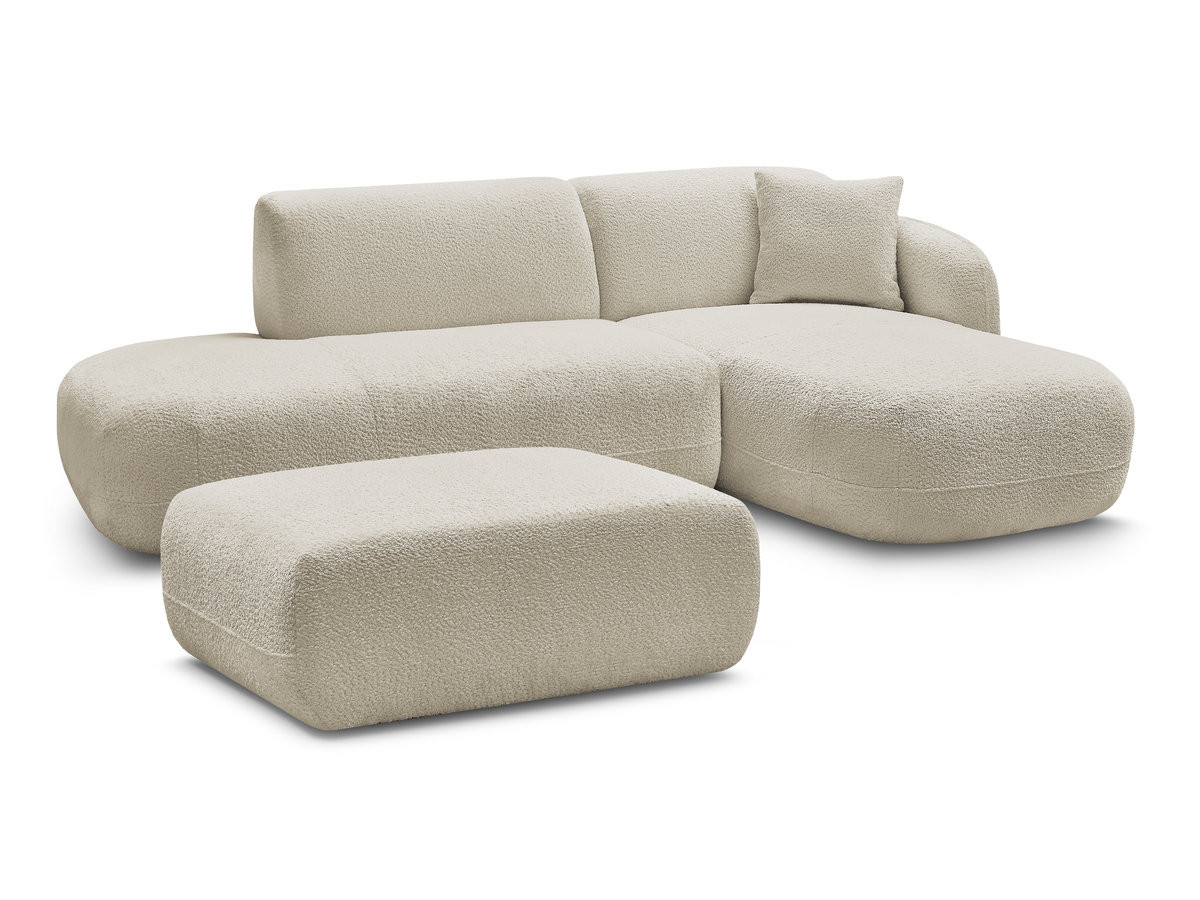 Bobochic Anda Ecksofa mit Pouf 241 × 163 cm Chenille Beige Ecke rechts
