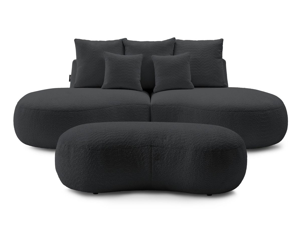 Bobochic Saint-germain Sofa 5-Sitzer mit Pouf Bouclé-Stoff Dunkelgrau