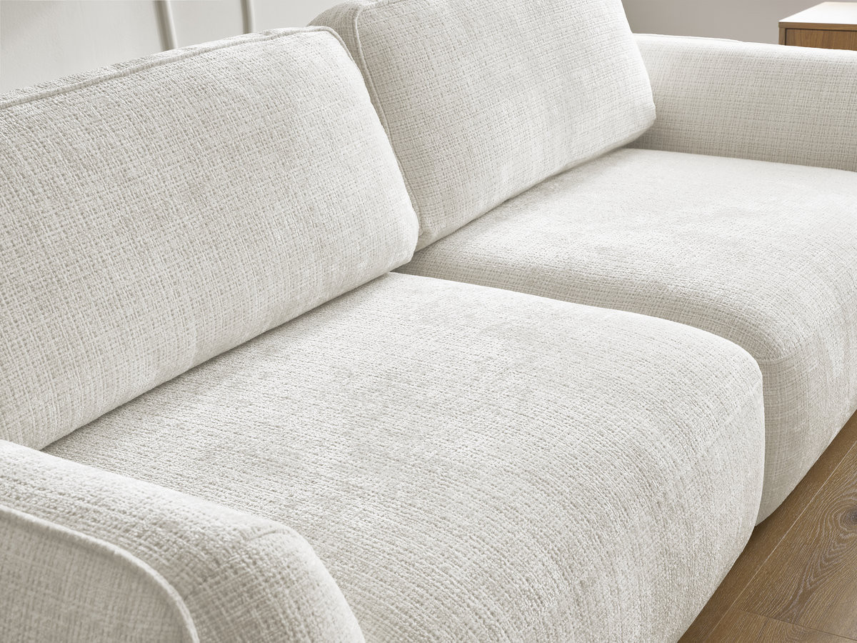 Bobochic Denise Schlafsofa 3-Sitzer mit Bettkasten Strukturstoff Weiß