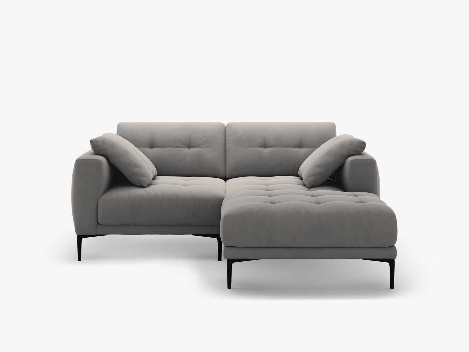 Micadoni Ecksofa Bemy 2-Sitzer Rechts Samt Grau