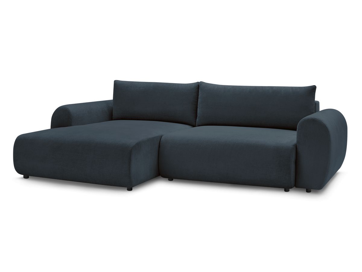 Bobochic Lucien Ecksofa mit Schlaffunktion und Bettkasten 314 × 167 cm Stoff Dunkelblau Ecke links