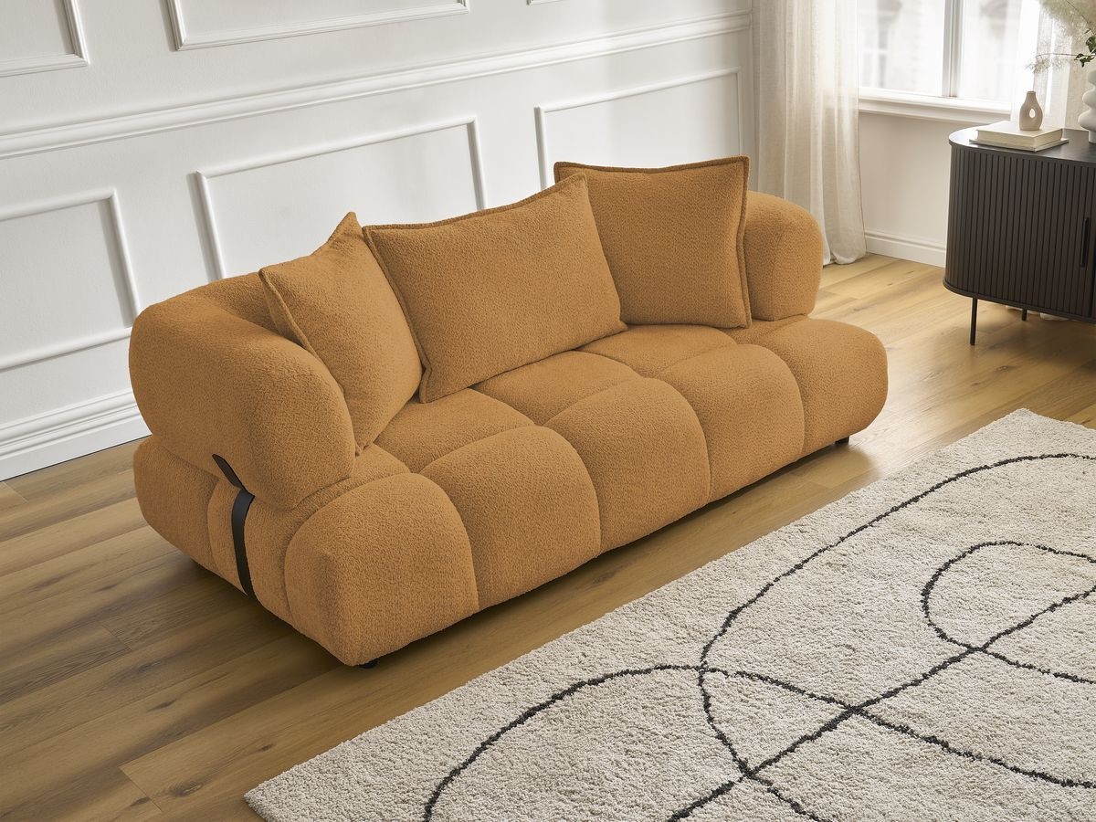 Bobochic Alya Sofa 2-Sitzer Bouclé-Stoff Gelb