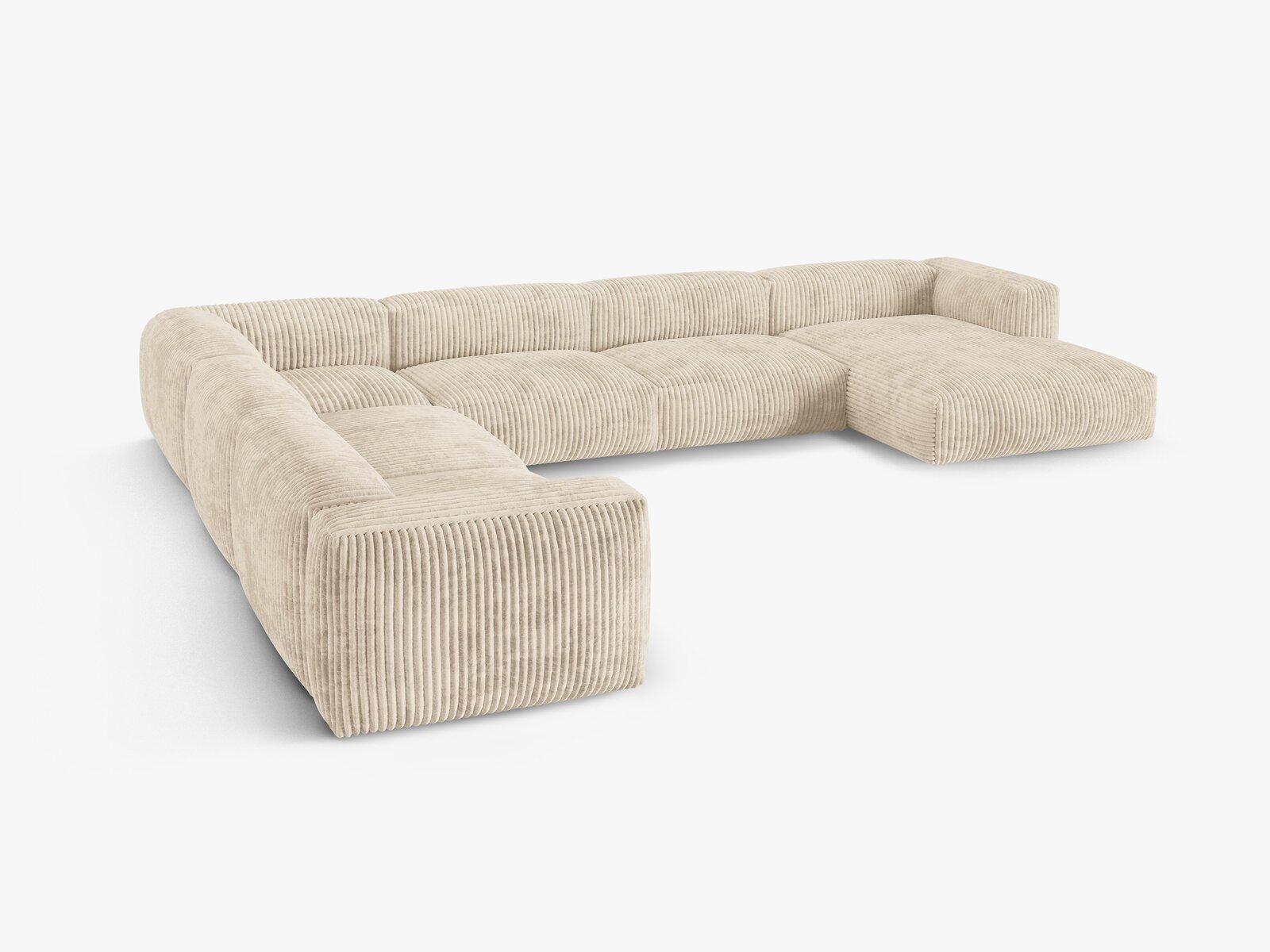 Micadoni modulares Ecksofa XL Martina 6-Sitzer 90cm Sitztiefe Links Kord Tilia Helles Beige