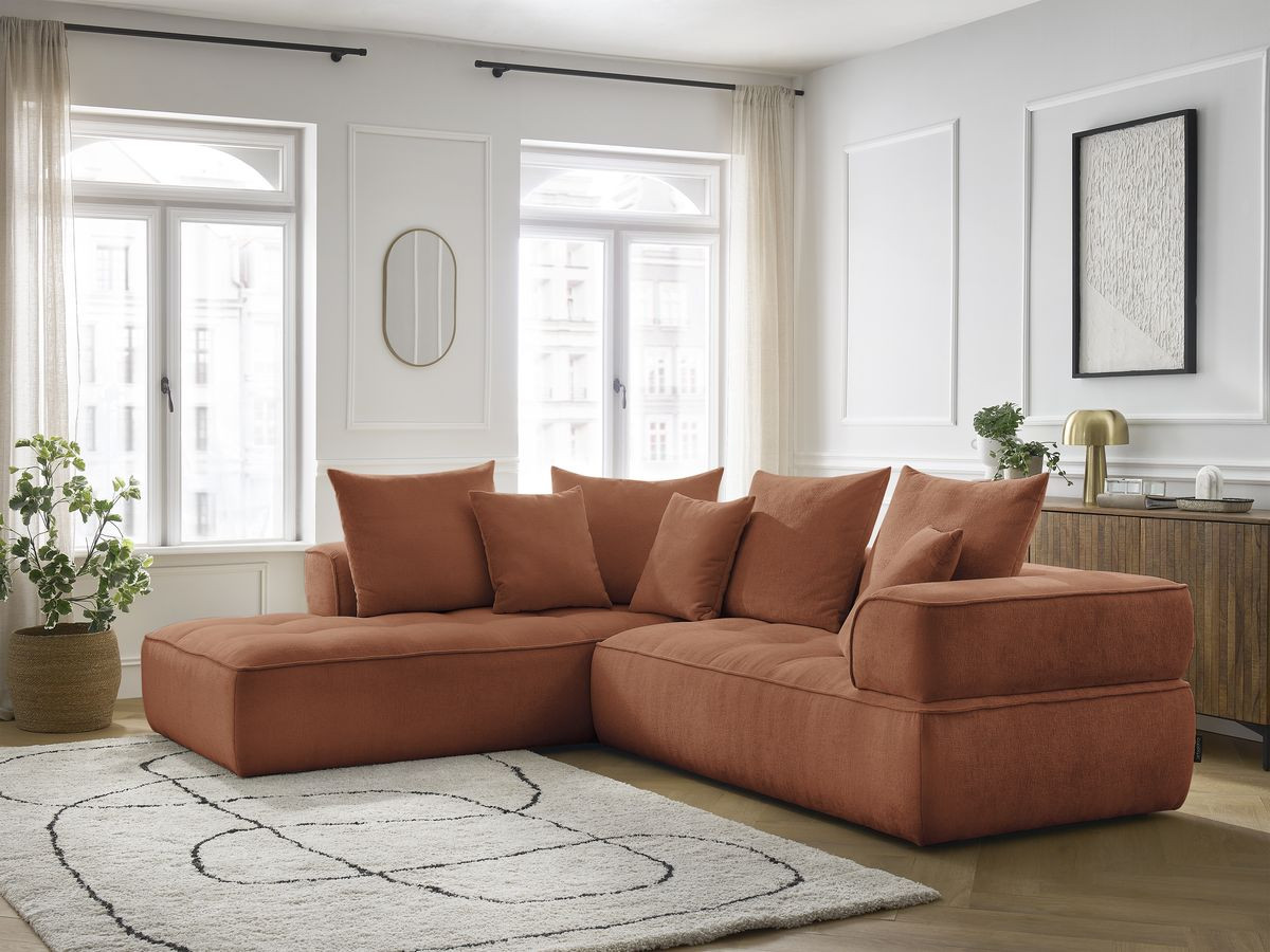 Bobochic Whesley Ecksofa Stoff Orange Ecke links