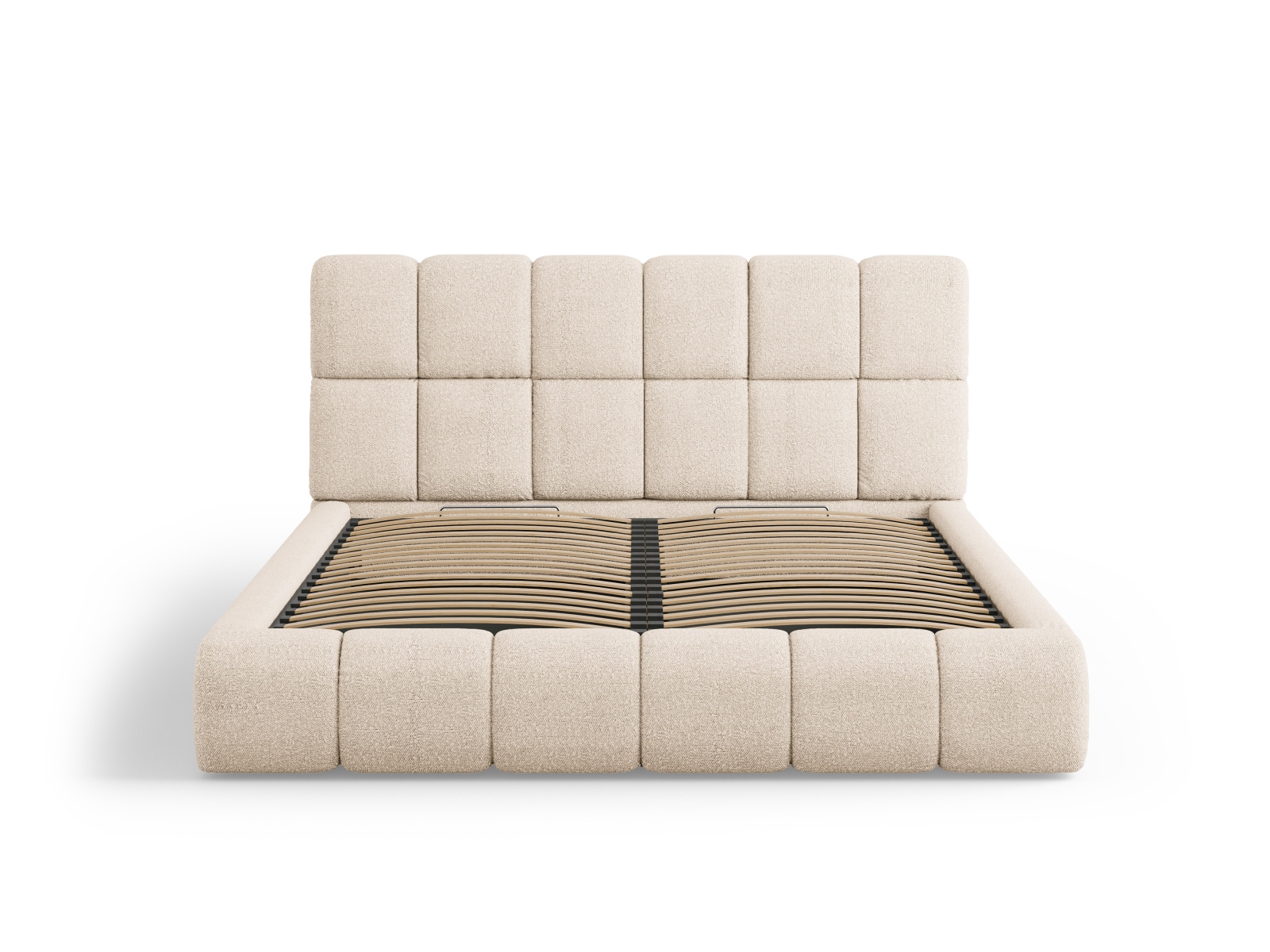 Micadoni Stauraumbett mit Kopfteil Bellis Boucle Baloo Beige 140x200