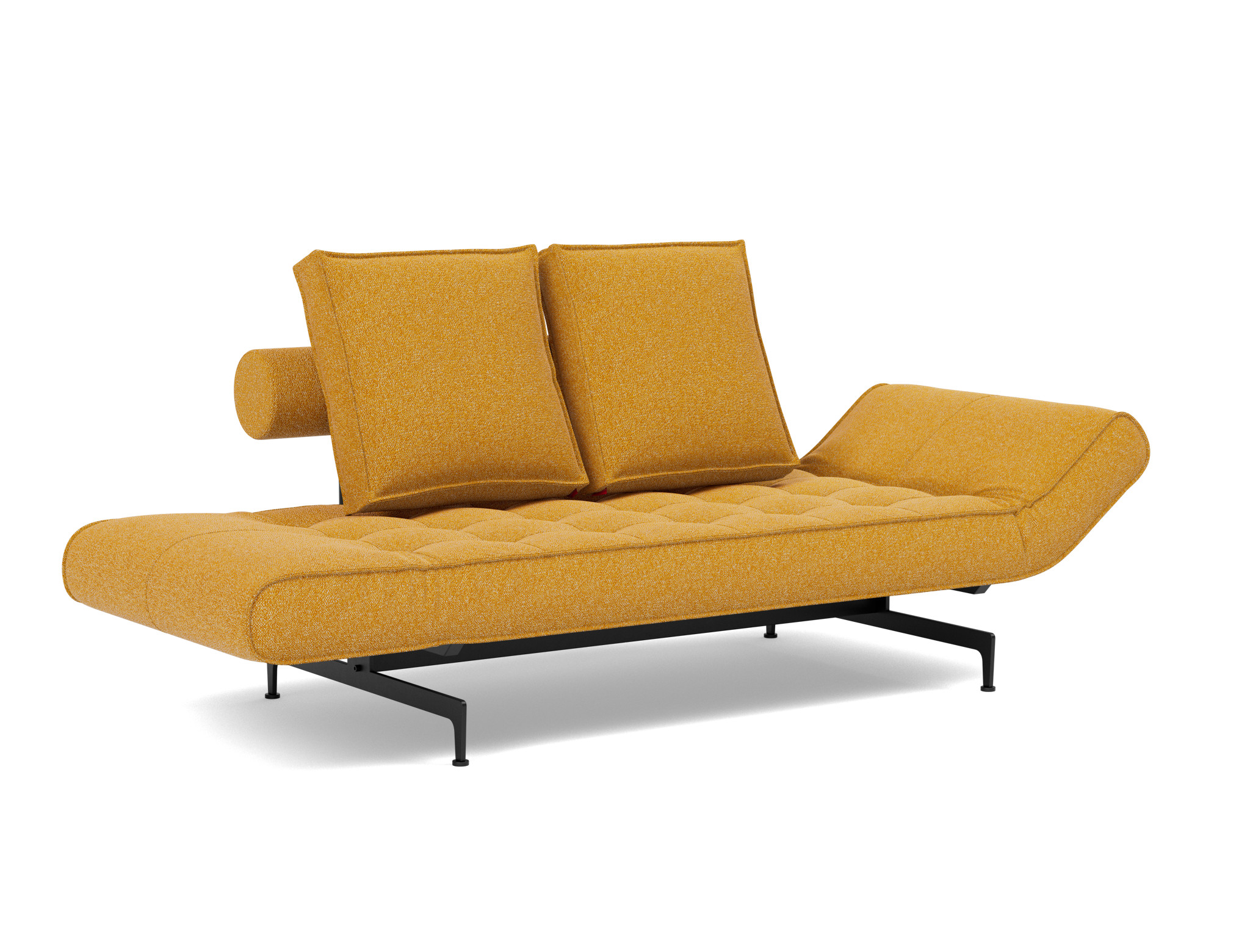 Tagesbett Ghia Boucle Skandi 536-Ochre Beine Laser schwarz