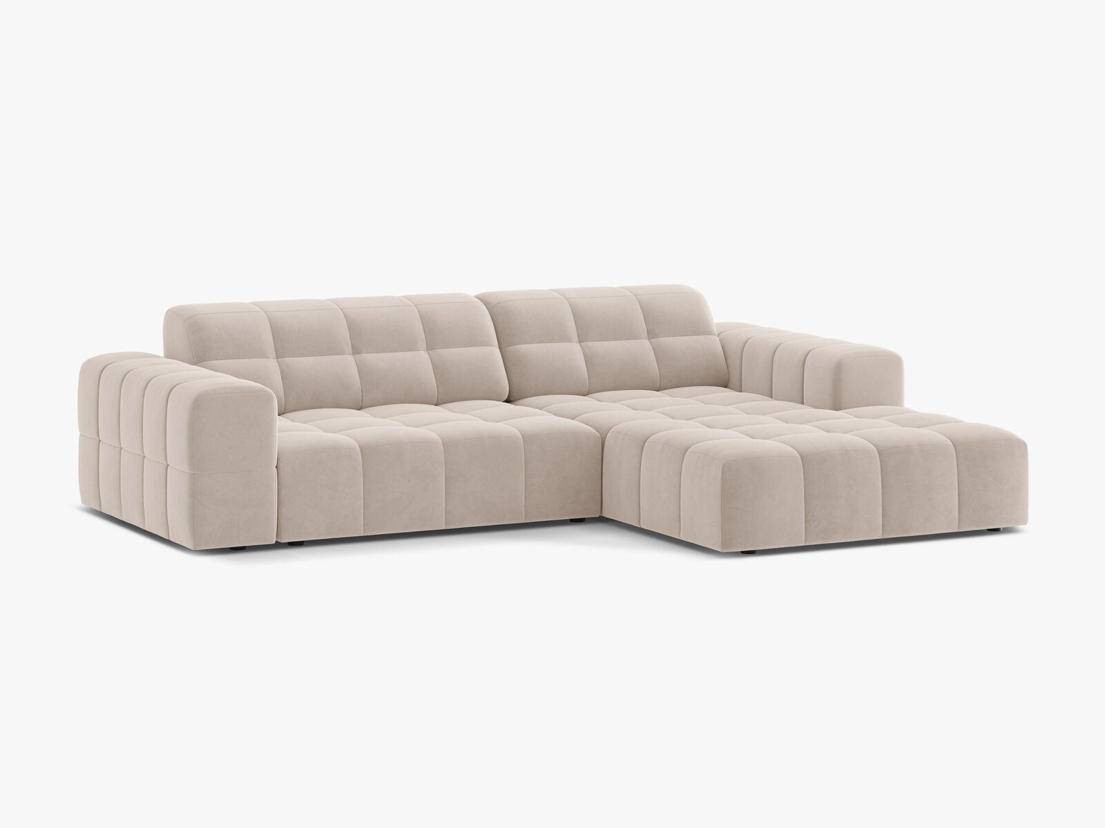 Micadoni Jennifer Ecksofa 4-Sitzer Rechts Samt Venus Helles Beige