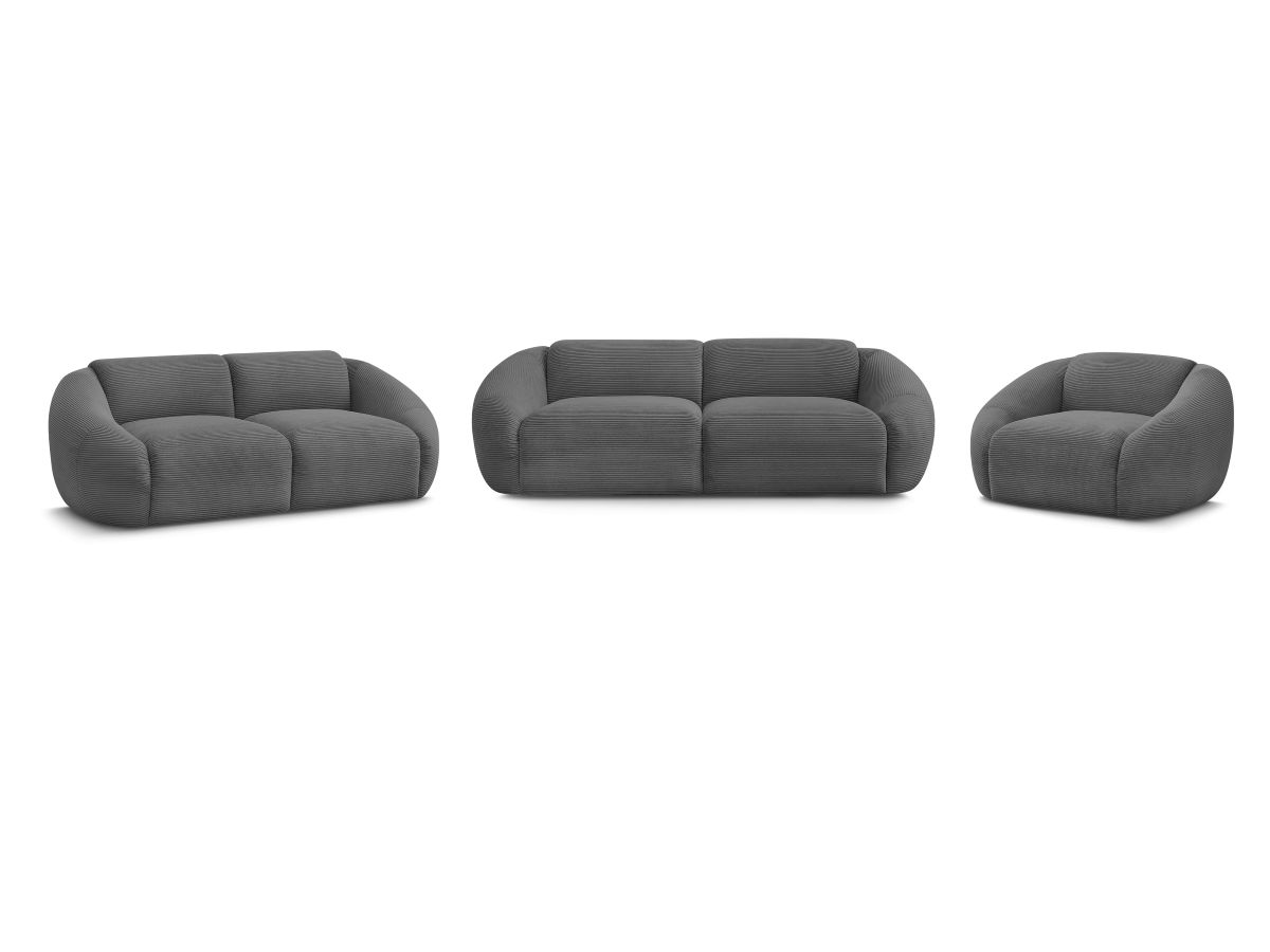 Bobochic Tina Sofa 6-Sitzer Cordsamt Dunkelgrau