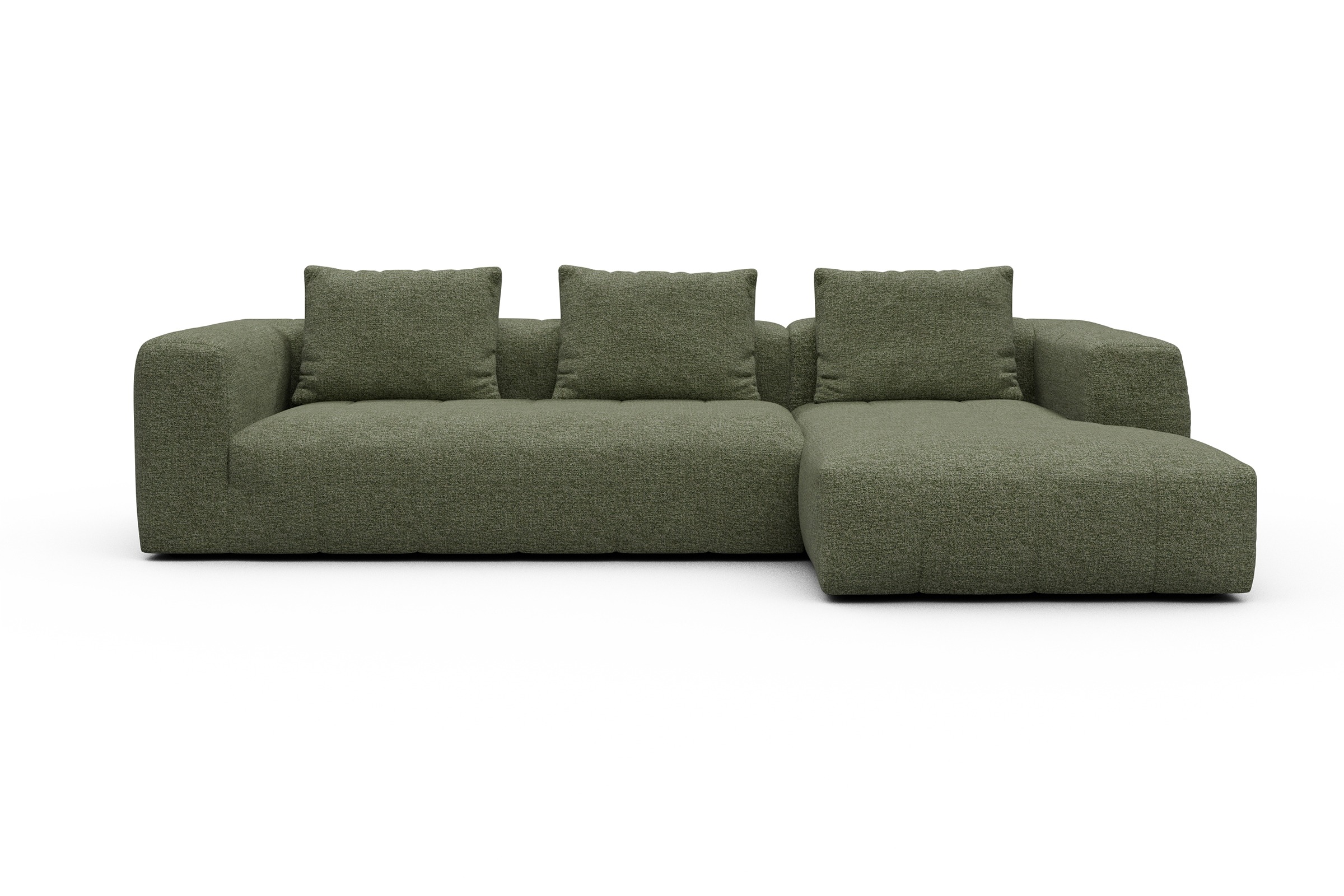 Ecksofa Hugo 2,5-Sitzer Armlehne links mit Chaiselongue Carreno-Vivid-Green