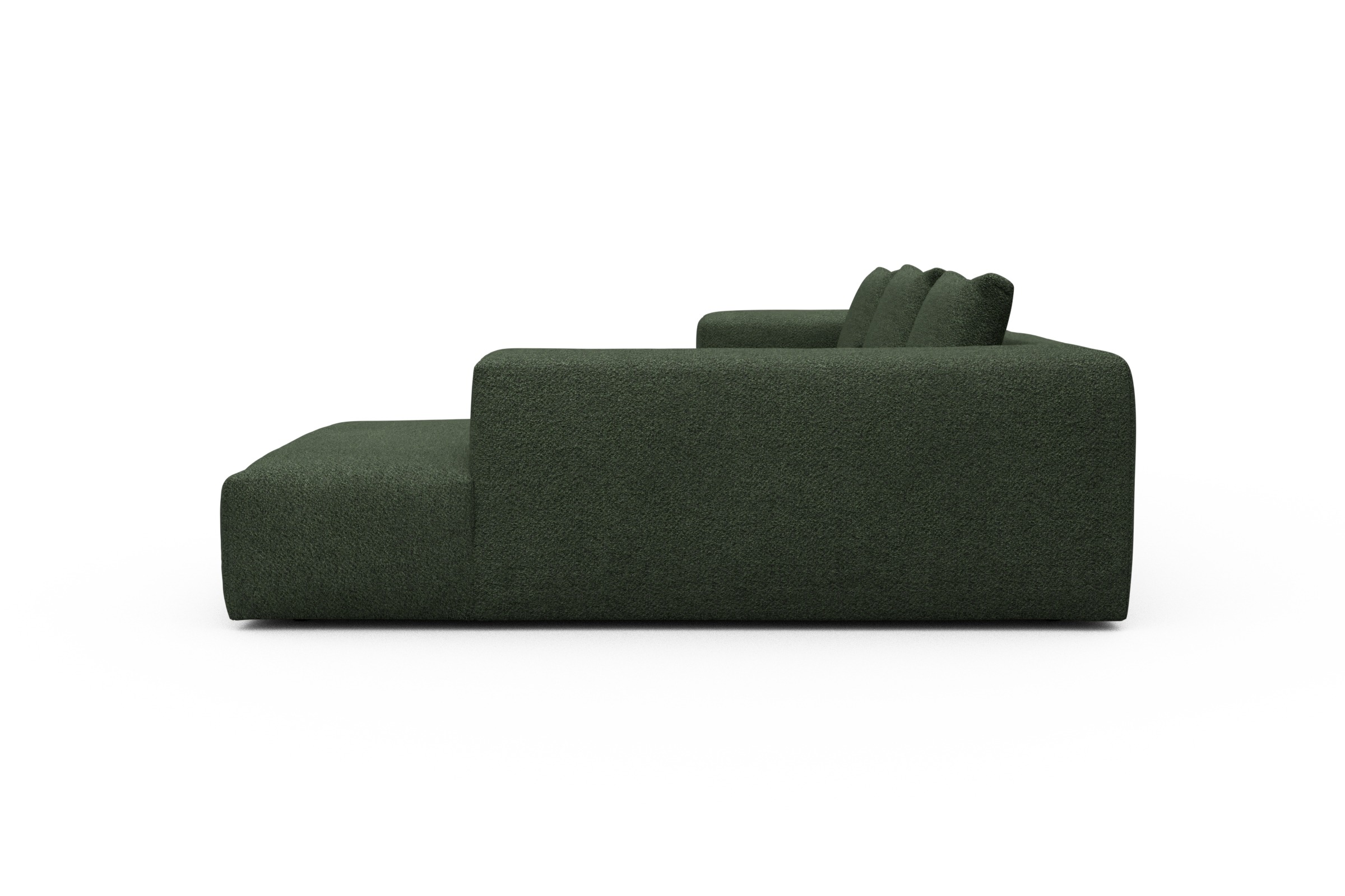 Ecksofa Fred Relax-Ecke rechts mit 2,5-Sitzer Vanora-Deep-Green