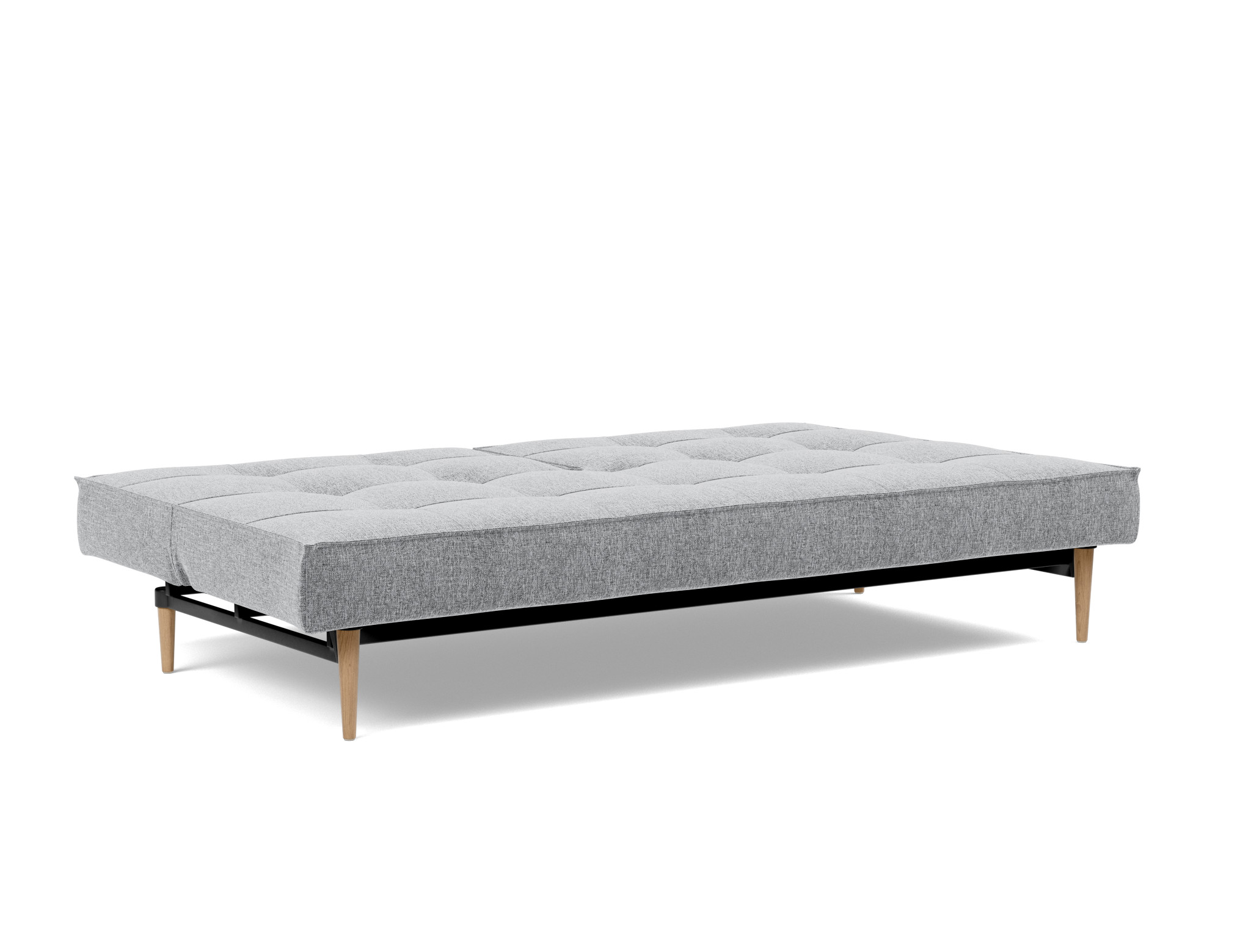 Schlafsofa Splitback Strukturierter Stoff Twist 565-Granite Beine Styletto Eiche hell