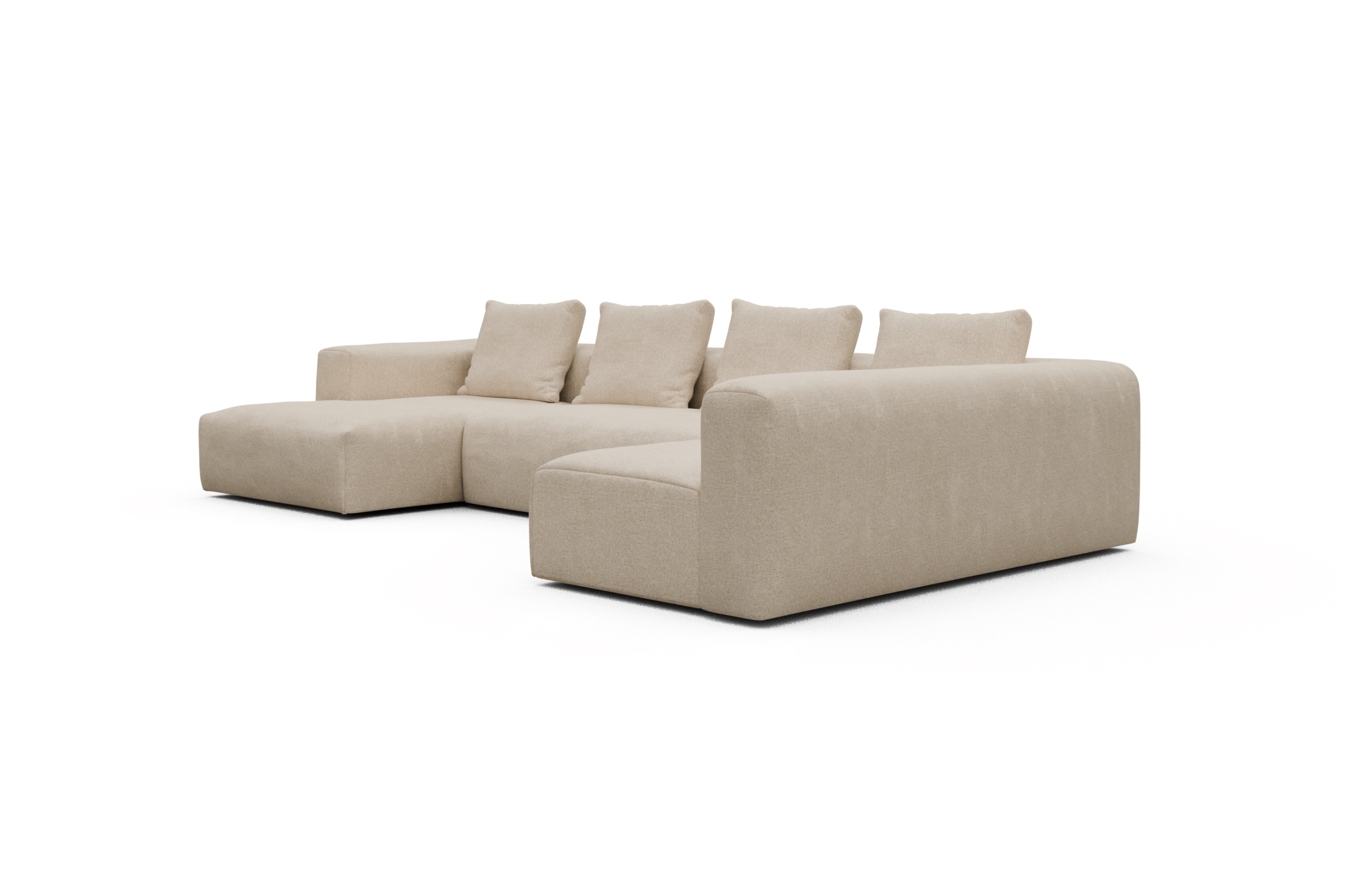 Wohnlandschaft Fred Chaiselongue links mit 2-Sitzer und lange Armlehne rechts Casone-Natural-Beige