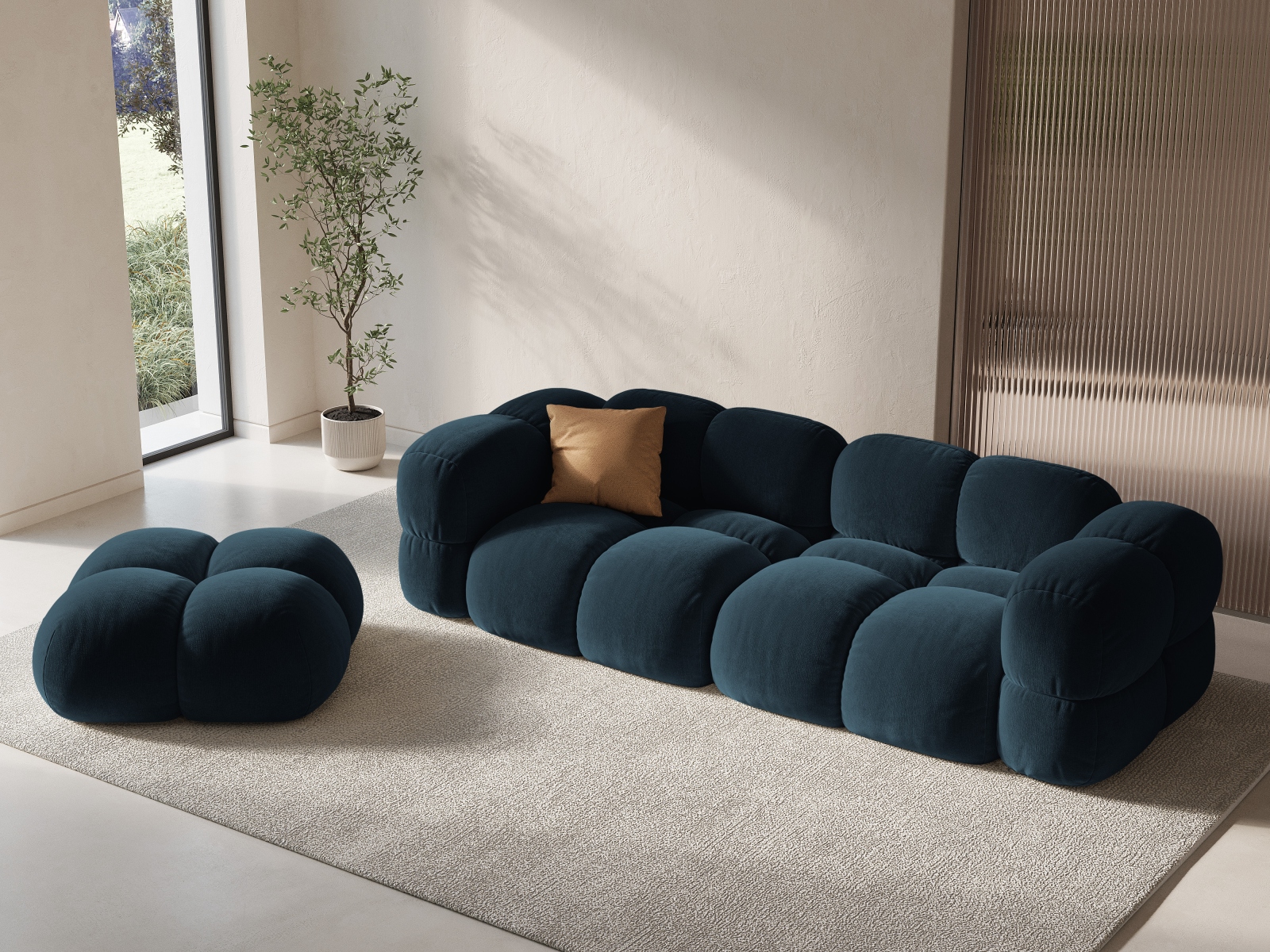 Cosmopolitan Design Sofa Loretto 4-Sitzer Samt Vogue Tiefes Petrol