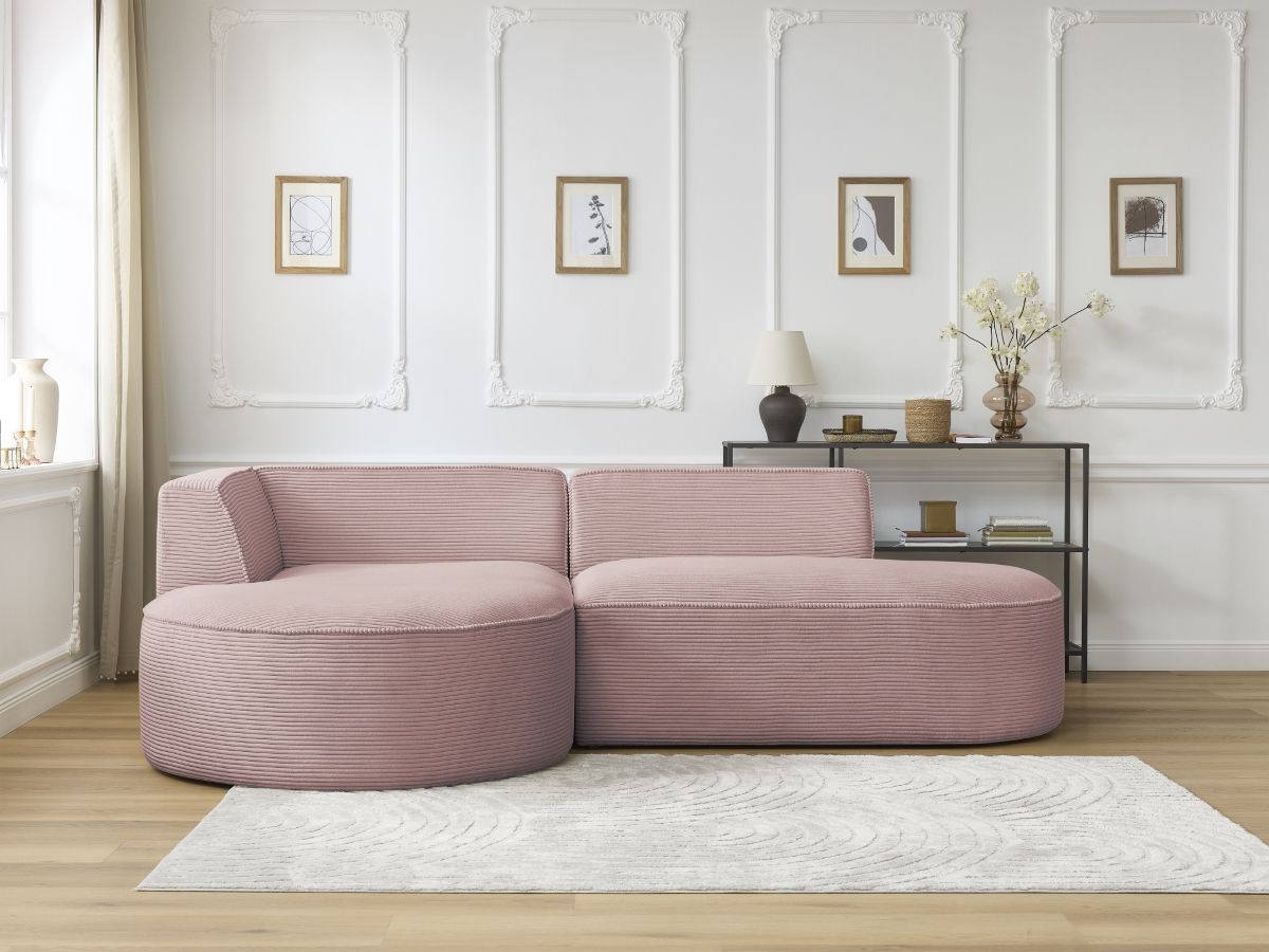 Bobochic Rousseau Ecksofa Cordsamt Violett Ecke links