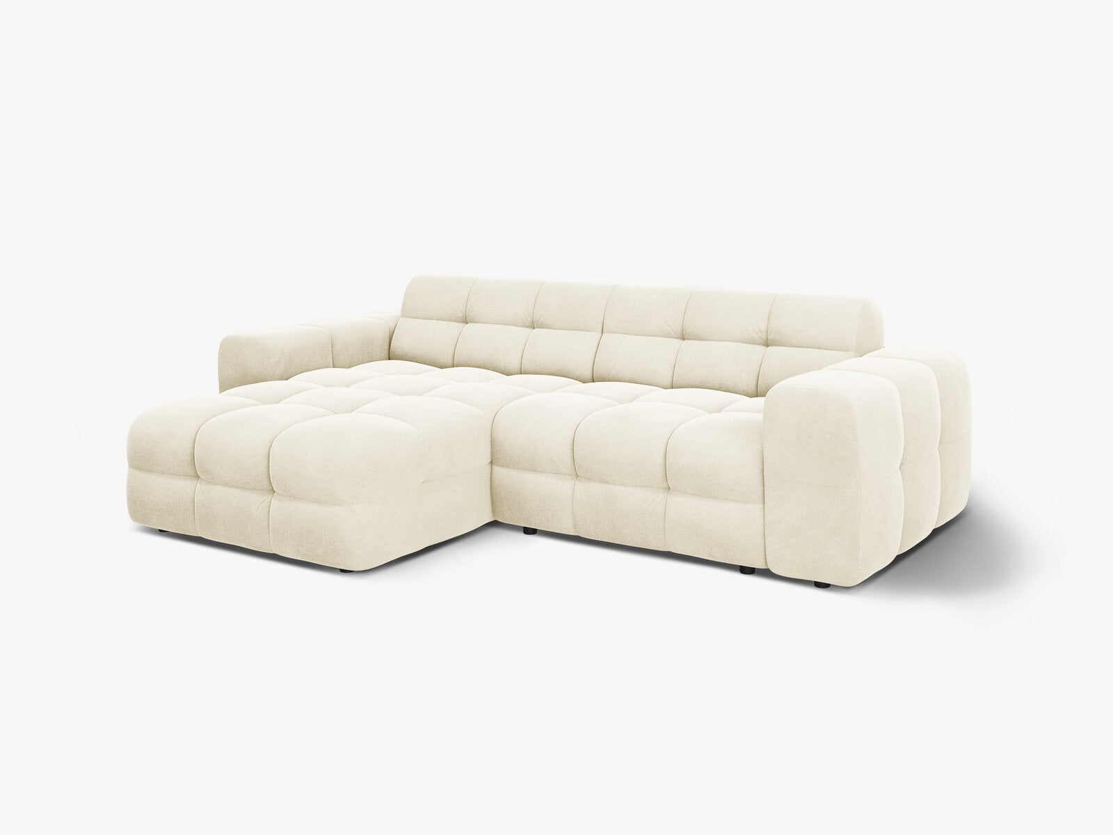 Micadoni Ecksofa Kendal 4-Sitzer Links Samt Elfenbein