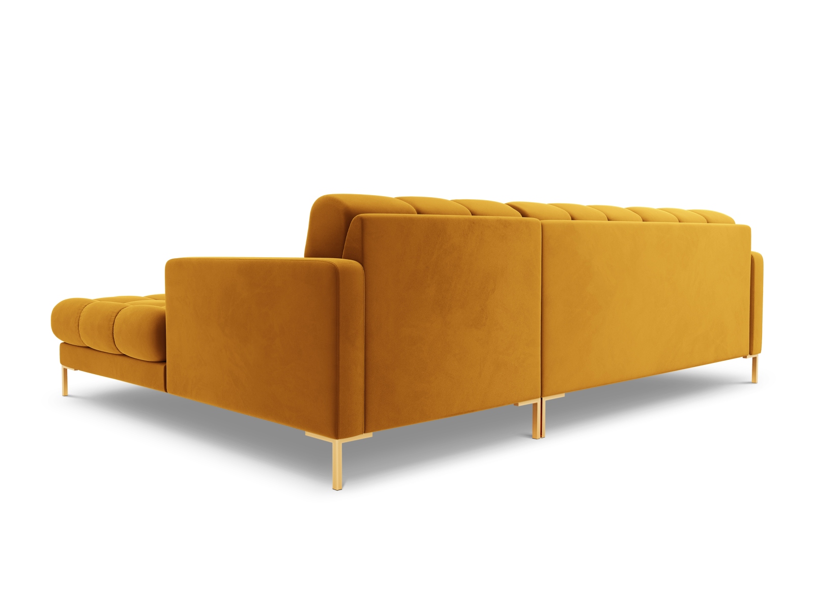 Cosmopolitan Design Ecksofa Bali 5-Sitzer Samt Bluvel Gelb Rechts Beine Gold