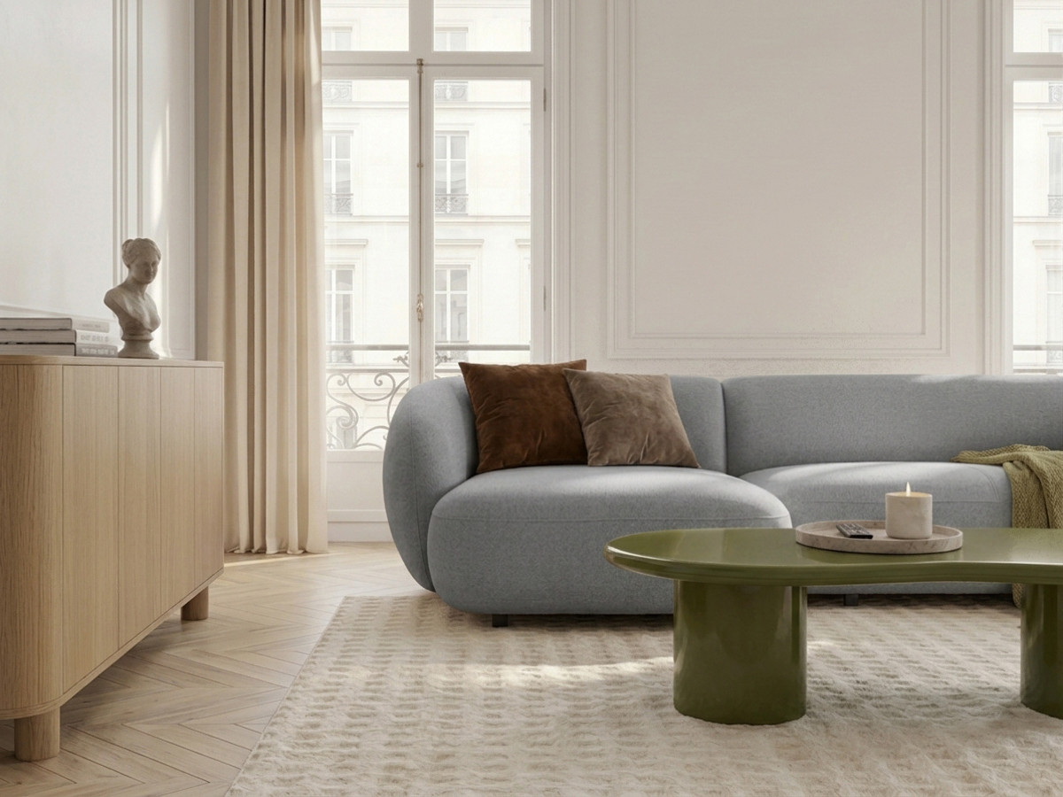Bobochic Halo Ecksofa mit Schlaffunktion Stoff Grau Ecke links