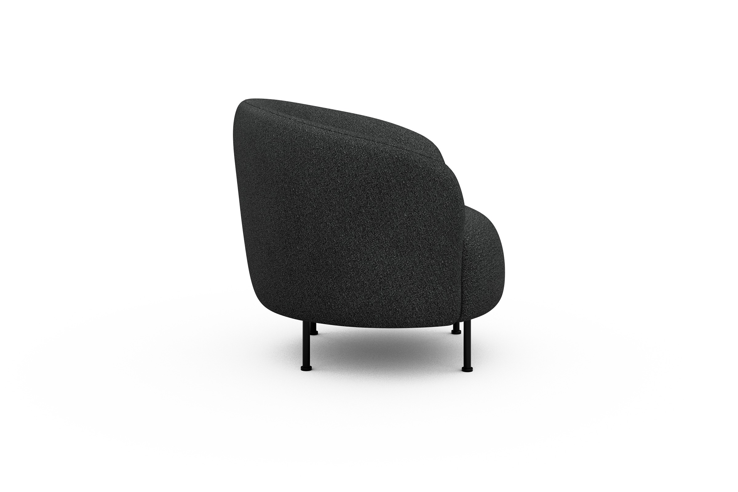 Sessel Ronda Metallbeine Schwarz Boucle-Charcoal