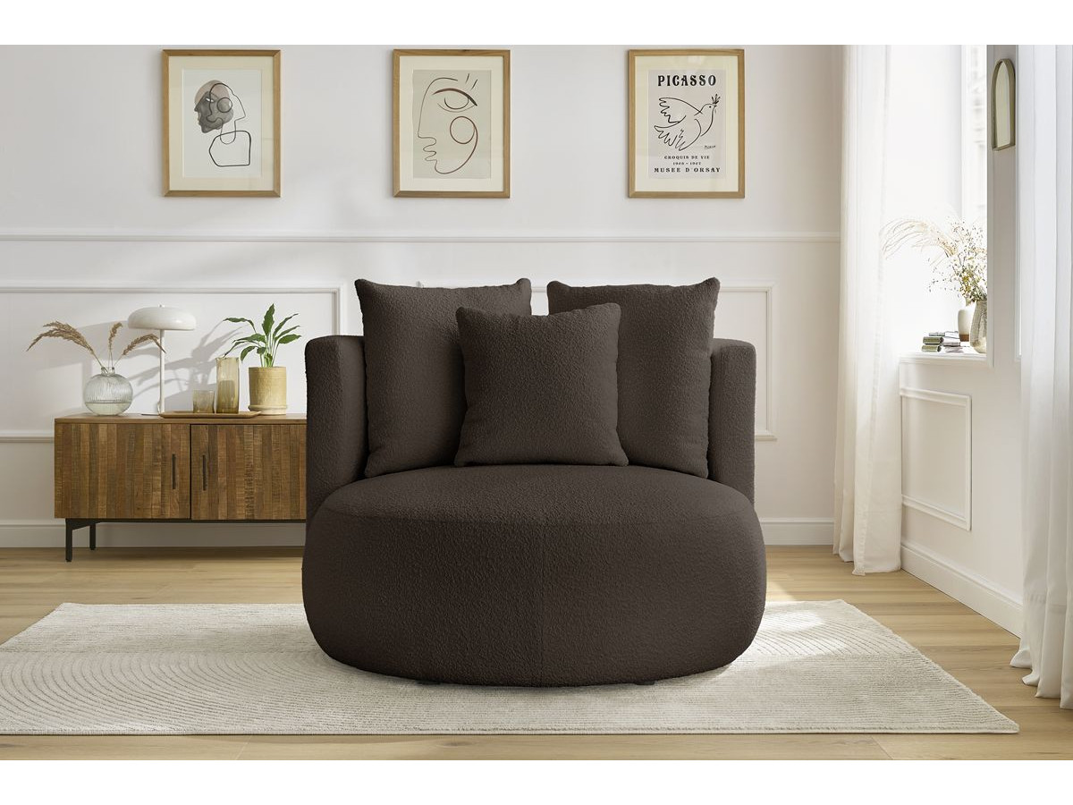 Bobochic Cesar Sessel Bouclé-Stoff Braun