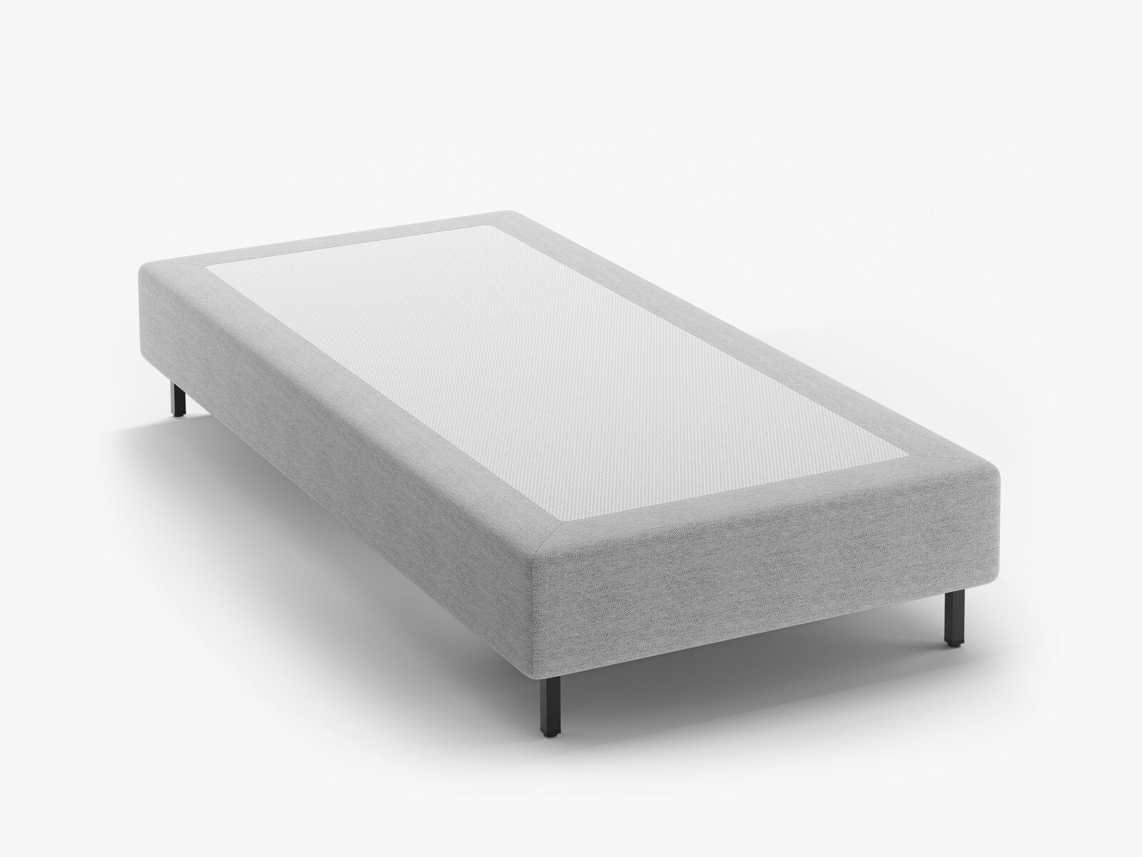 Micadoni Whale Polster-Bettgestell Strukturierter Stoff Babel Hellgrau Schwarzes Metall 100x200