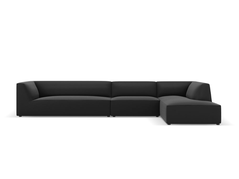 Cosmopolitan Design Ecksofa Siena 5-Sitzer Kunstleder Pacifico Schwarz Rechts