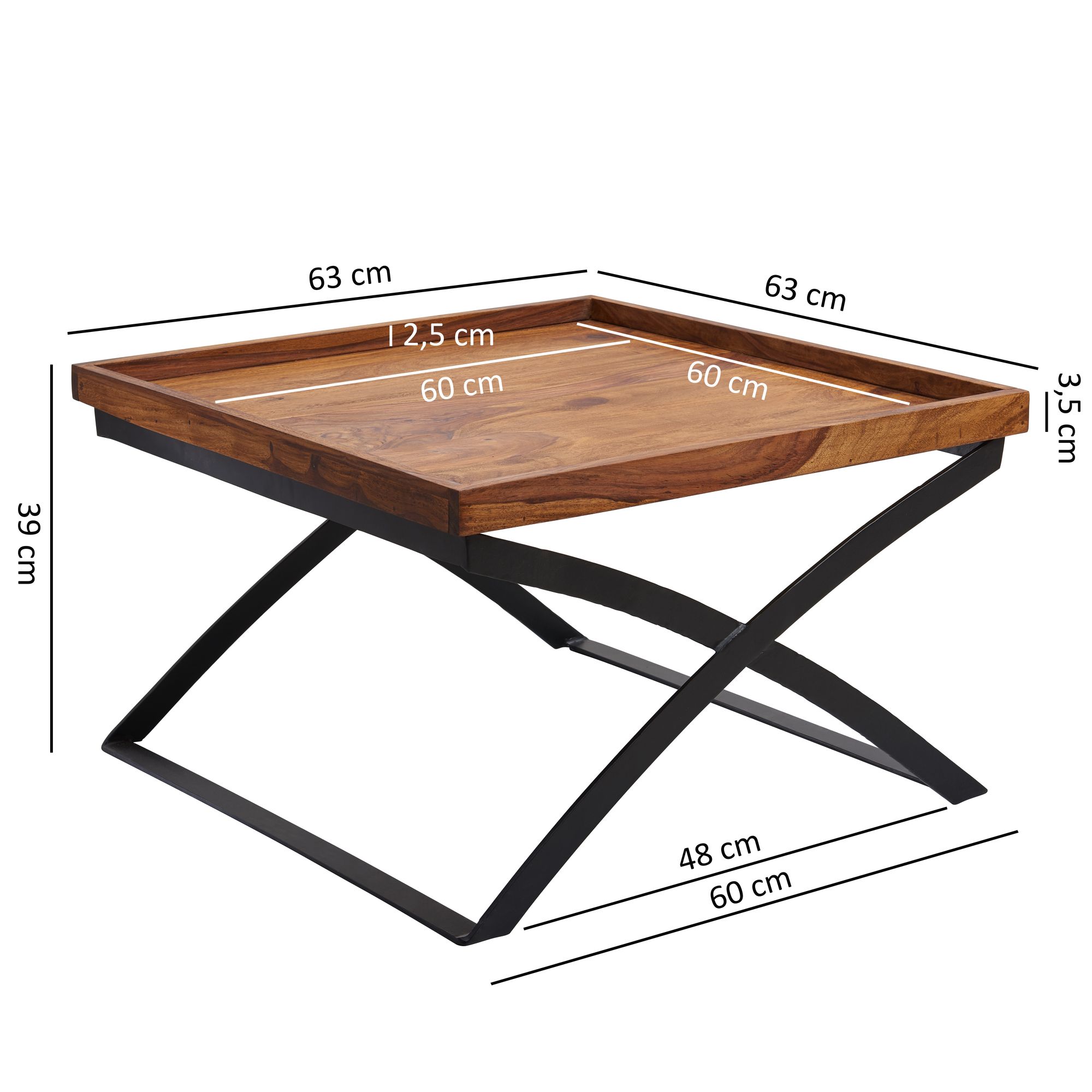 Couchtisch Blavand Massivholz Dunkelbraun 63 × 63 × 39 cm