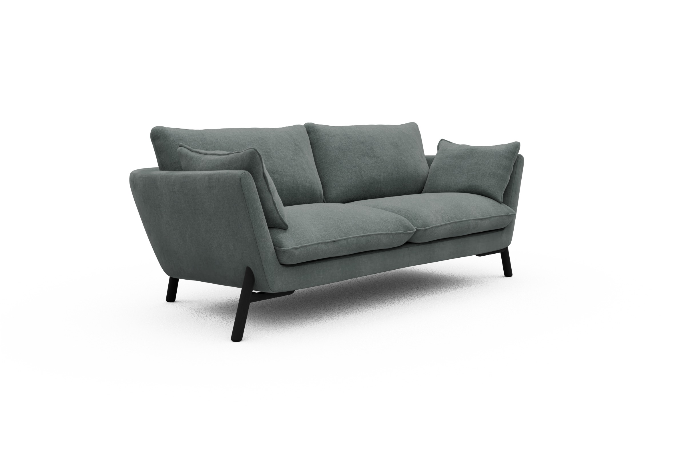Sofa Emil 2-Sitzer Beinfarbe Eiche Schwarz Smooth-Silver-Grey
