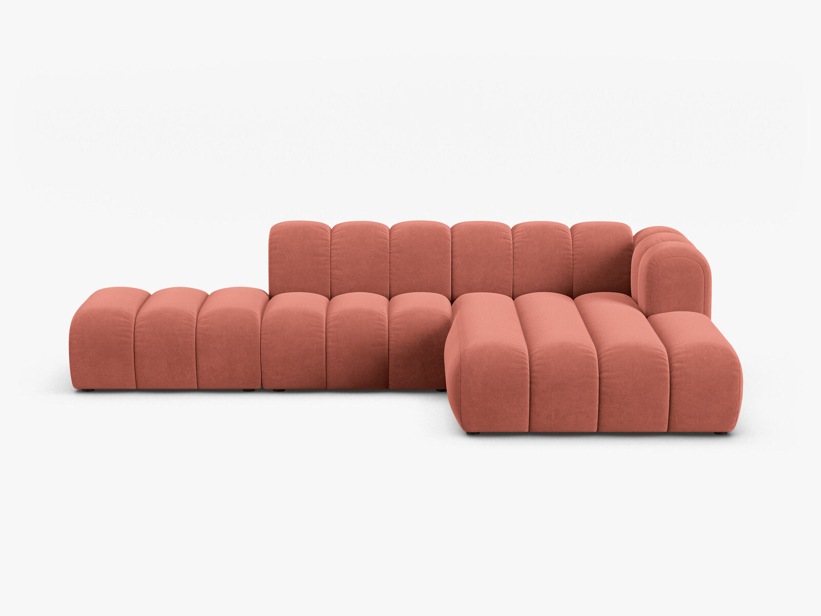 Micadoni Modulares Ecksofa offen Lupine 5-Sitzer Rechts Samt Salvador Koralle