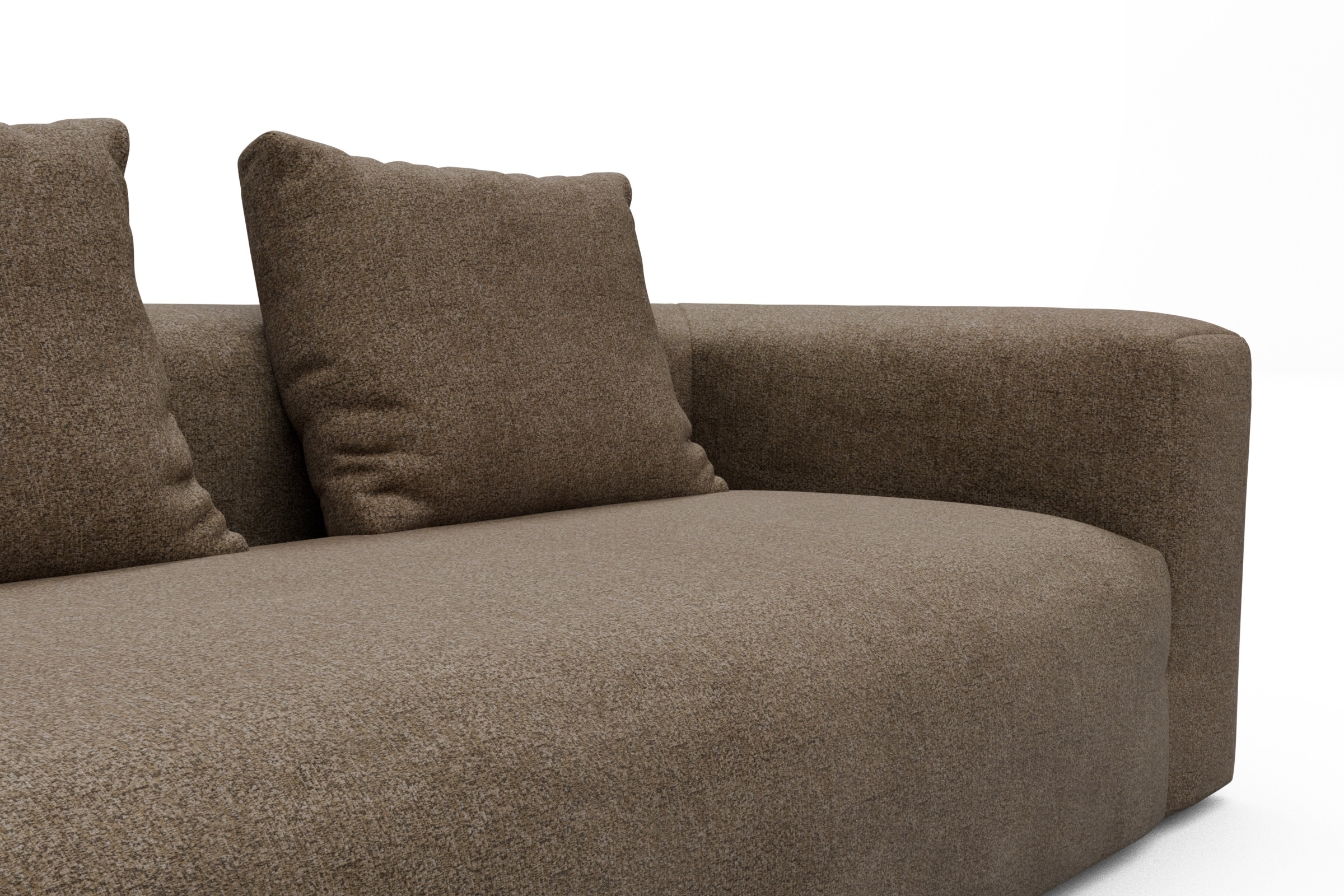 Wohnlandschaft Fred Chaiselongue links mit 2-Sitzer und lange Armlehne rechts Aivi-Khaki-Brown