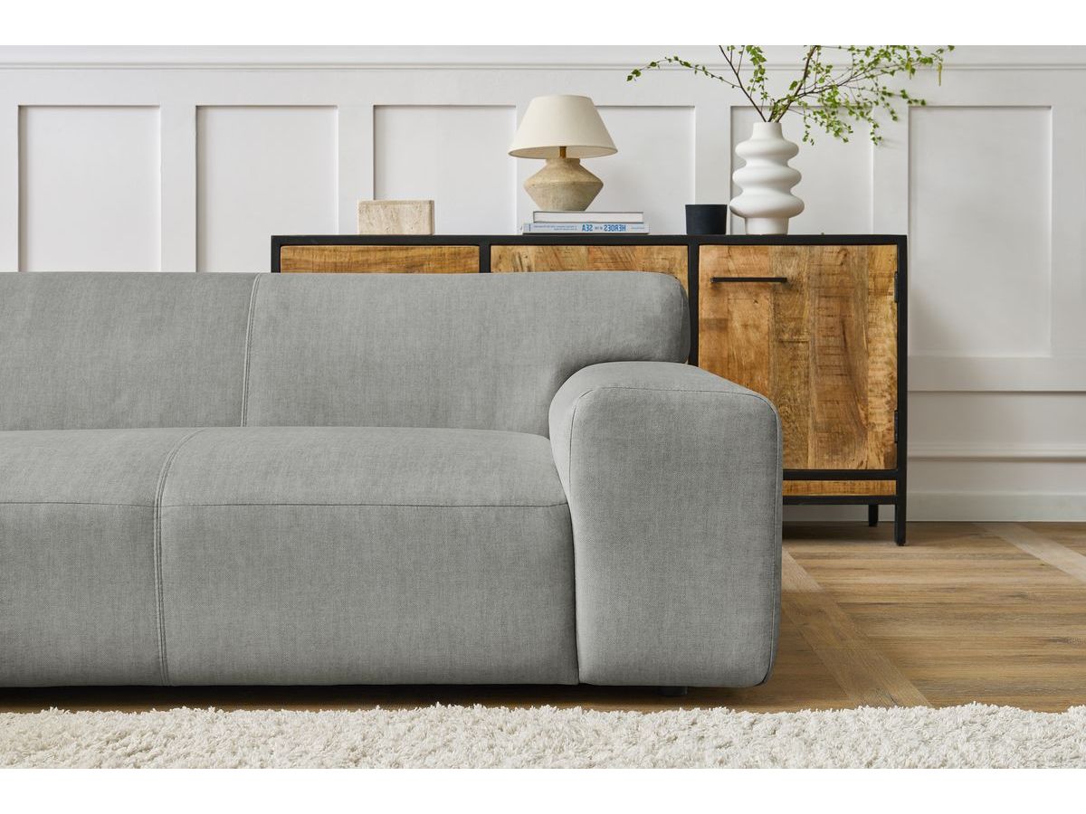 Bobochic Lavena Ecksofa 272 × 220 cm Samt Hellgrau Ecke links