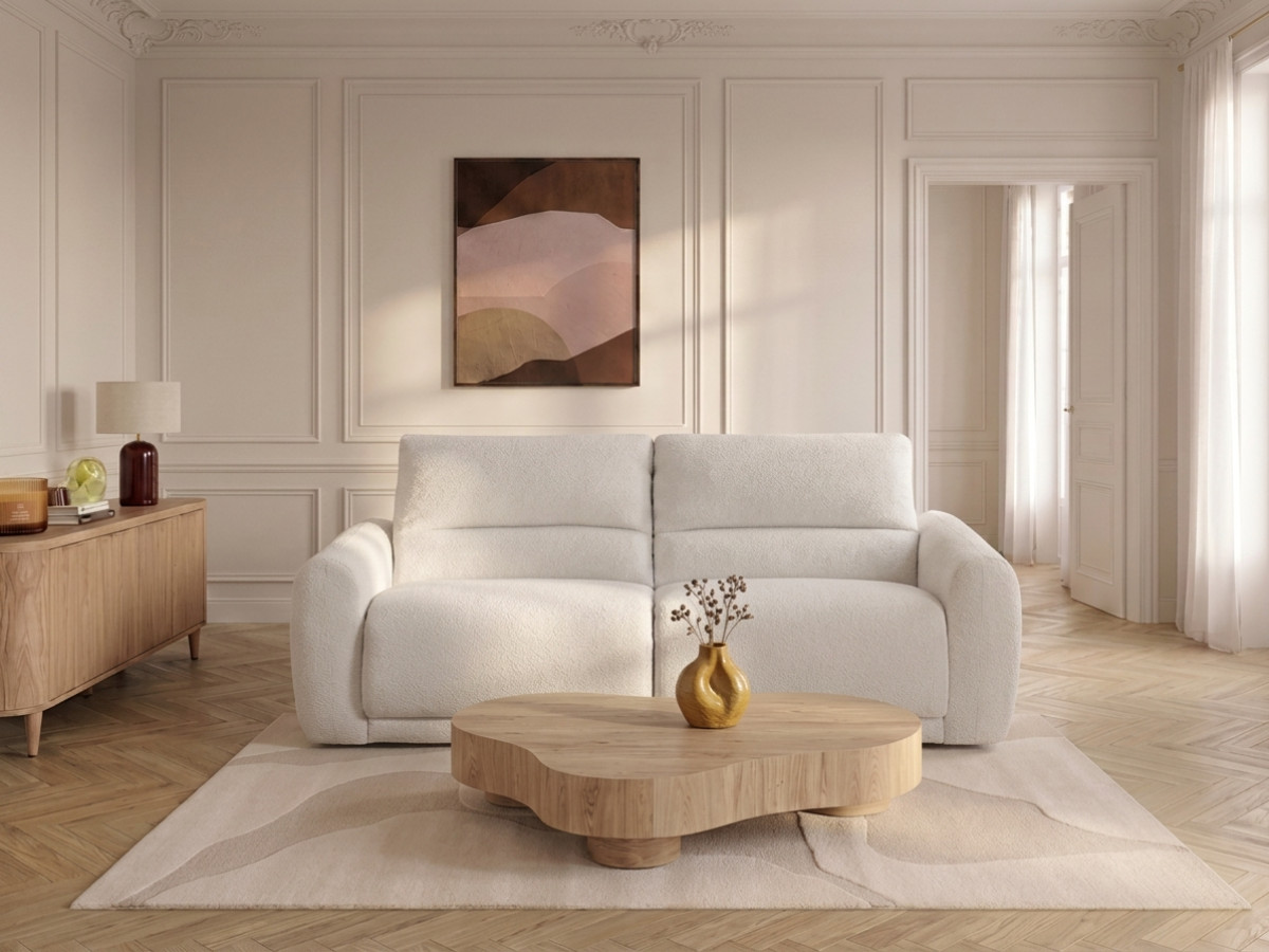 Bobochic Minorque Schlafsofa 2,5-Sitzer Chenille Weiß, Liegefläche 140 × 200 cm
