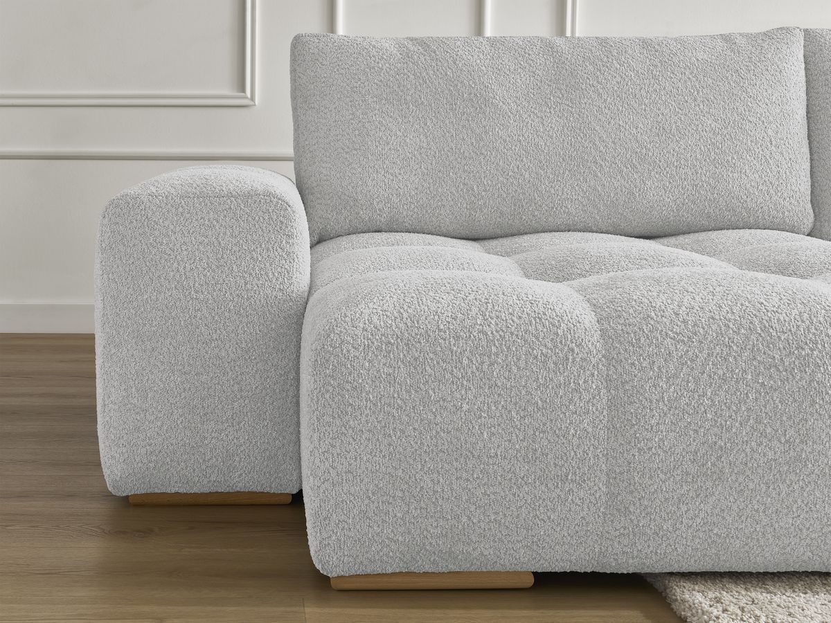 Bobochic Anakin Wohnlandschaft, 3 Kissen Bouclé-Stoff Hellgrau