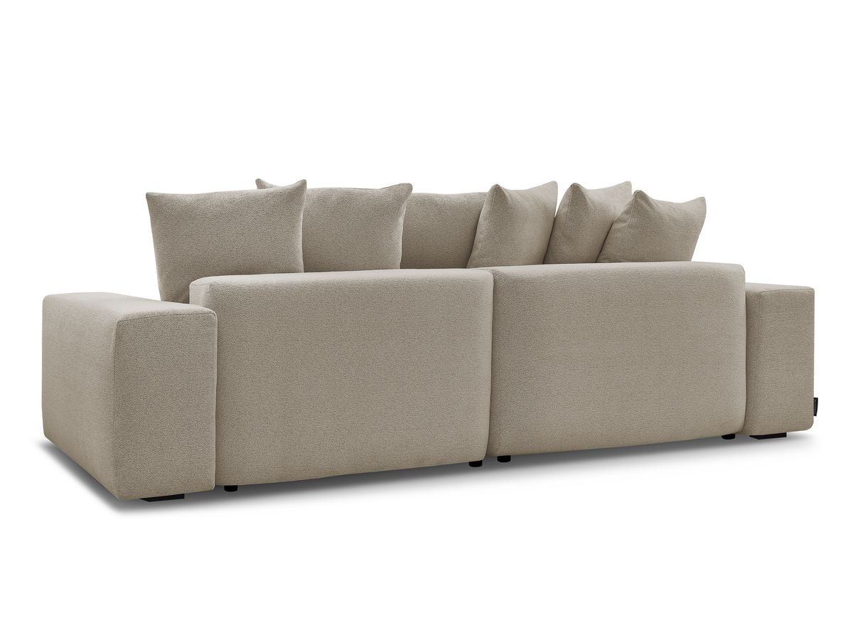 Bobochic Voltaire Ecksofa mit Schlaffunktion und Bettkasten Melange-Stoff Taupe