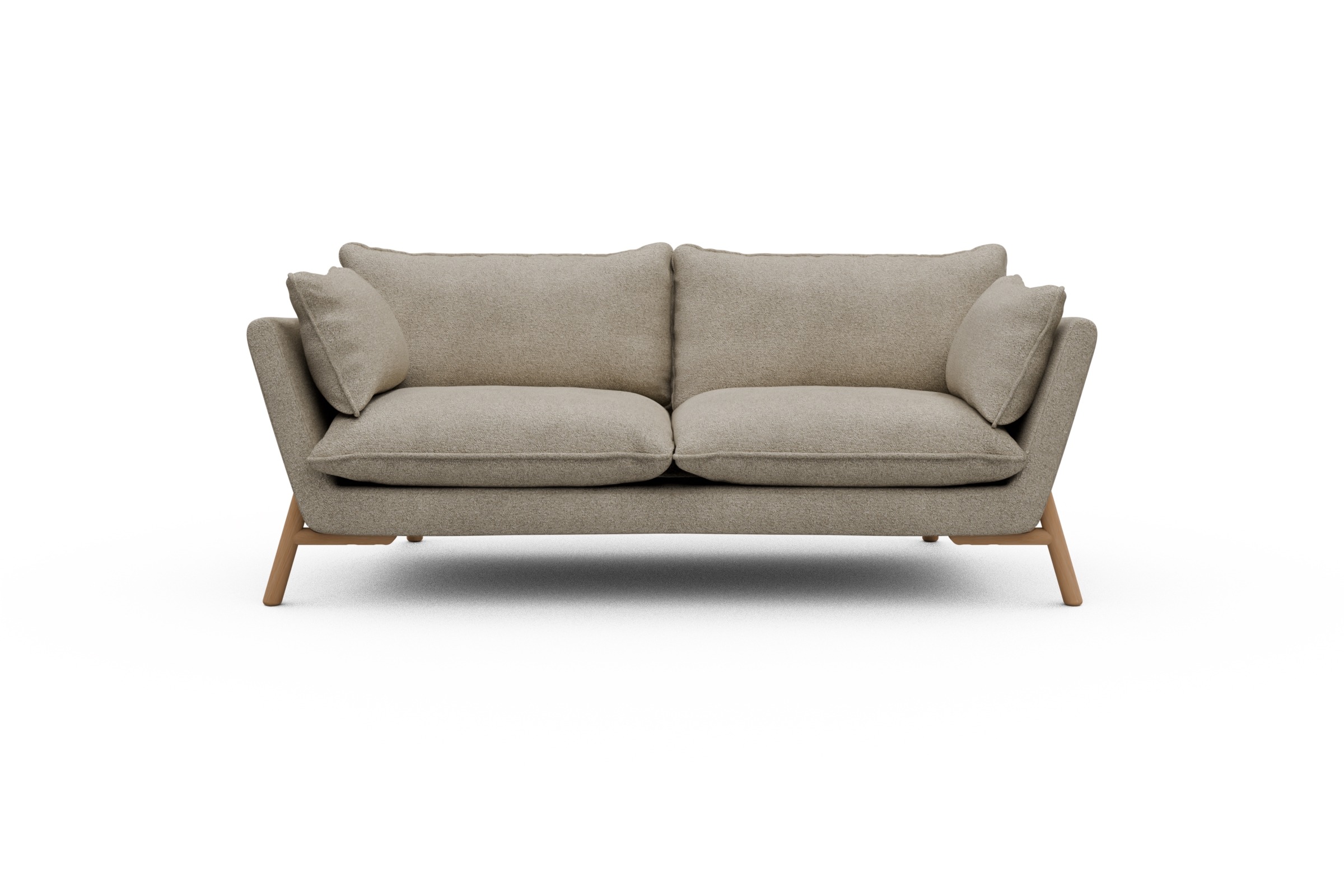 Skandi Home Sofa Emil PREMIUM 2-Sitzer Beinfarbe Eiche Natur Boucle-Beige moebelfaktor