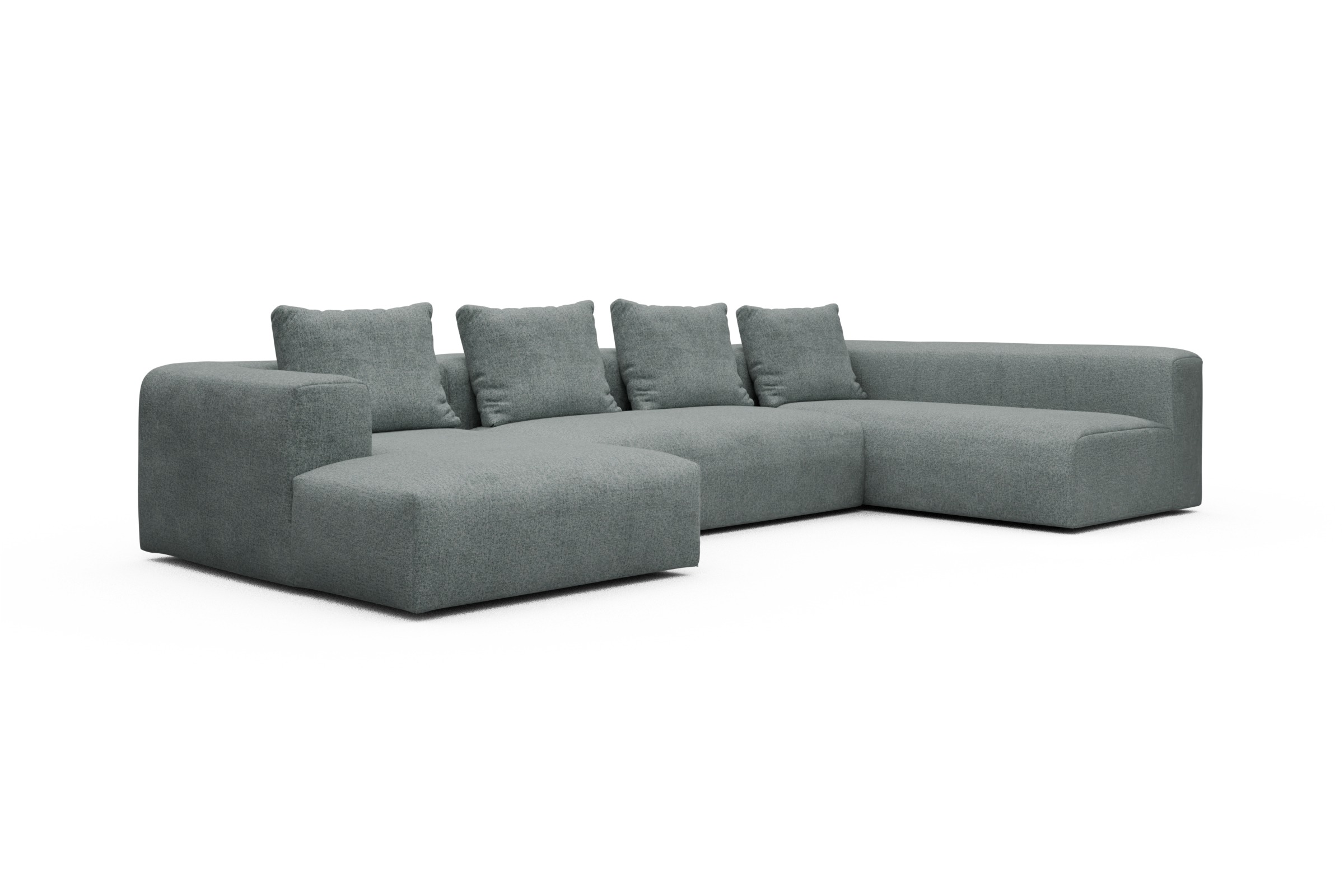 Wohnlandschaft Fred Chaiselongue links mit 2-Sitzer und lange Armlehne rechts Casone-Light-Mixed-Green