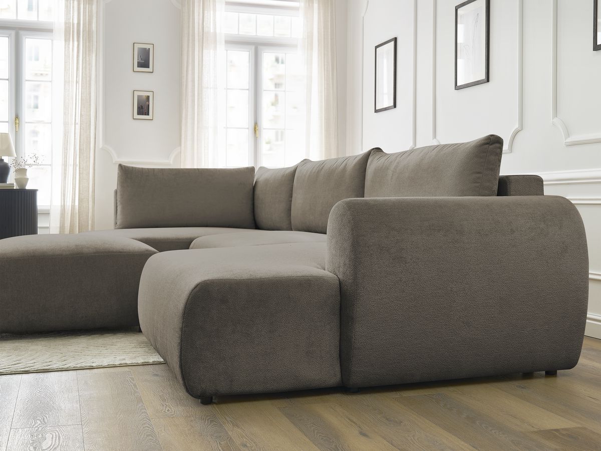Bobochic Lucien Wohnlandschaft mit Pouf Stoff Taupe Ecke rechts