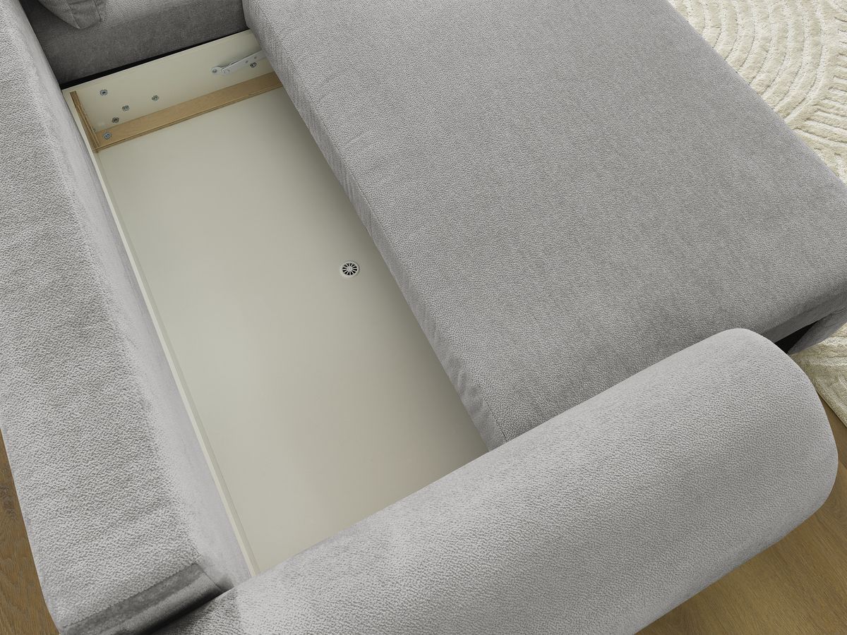 Bobochic Lucien Ecksofa mit Schlaffunktion und Bettkasten 314 × 167 cm Stoff Hellgrau Ecke rechts