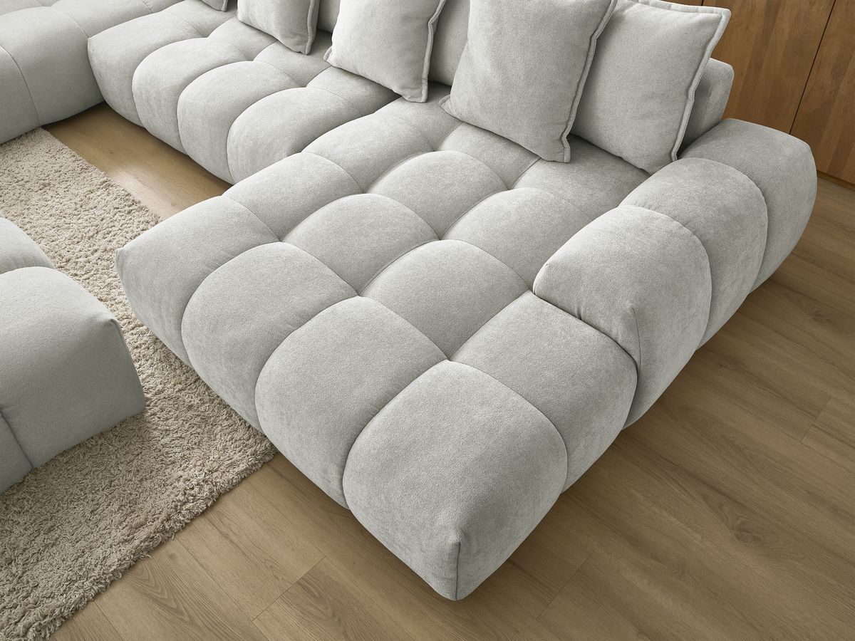 Bobochic Everest Wohnlandschaft mit Pouf, 14 Kissen Strukturstoff Hellgrau Ecke rechts