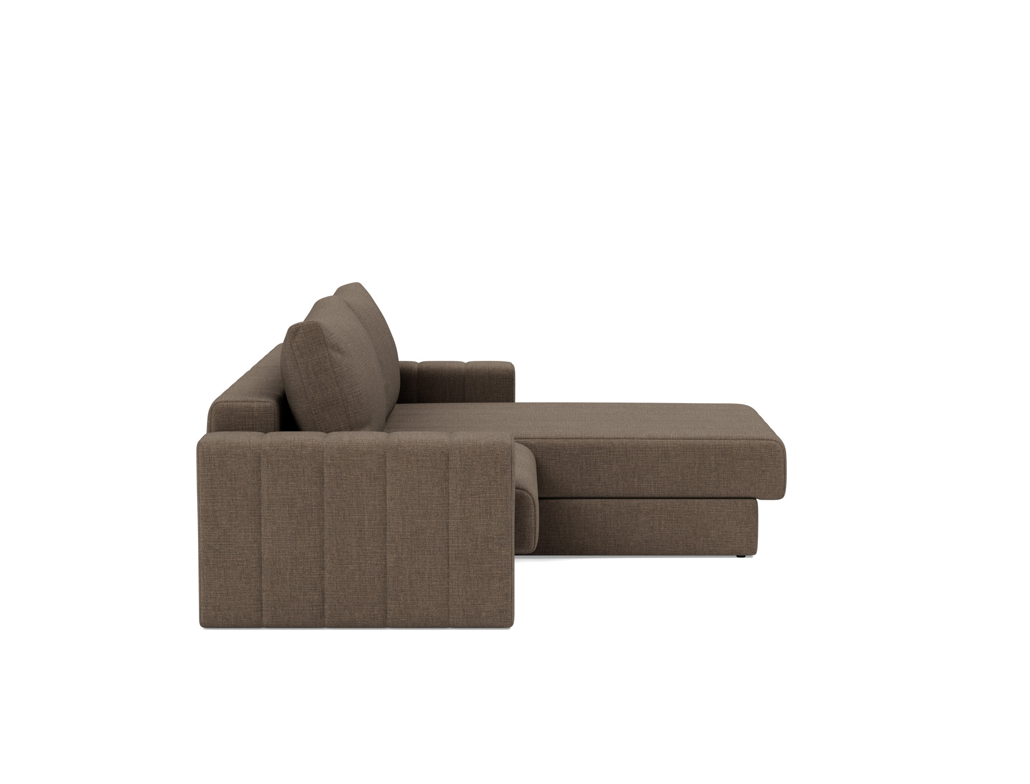 Schlafsofa Akello mit Chaiselongue und Armlehnen Chenille Esina 411-Cedar-Brown