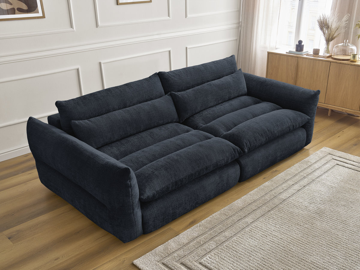 Bobochic Neil Sofa 3-Sitzer Strukturstoff Dunkelblau