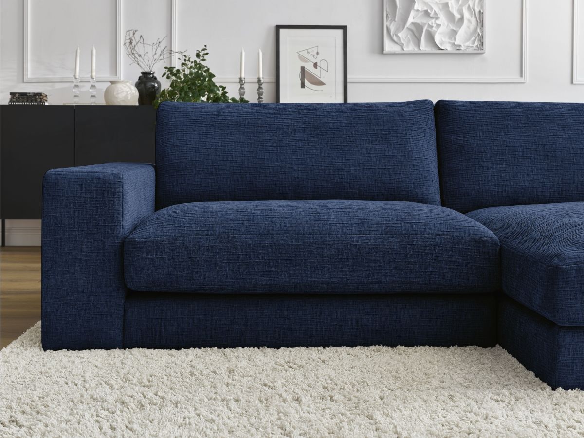 Bobochic Leonard Ecksofa 274 × 159 cm Strukturstoff Dunkelblau Ecke rechts