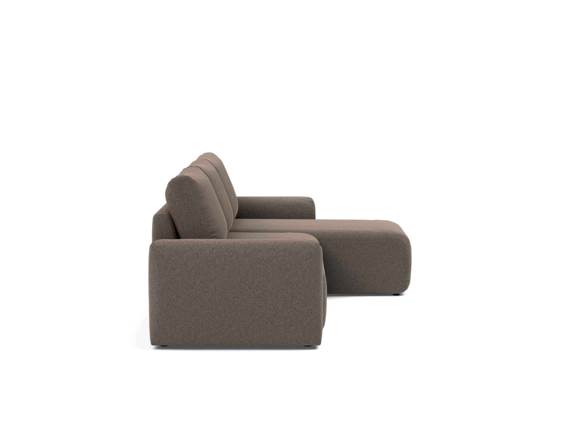 Schlafsofa Norum mit Chaiselongue und Chunky-Armlehnen Boucle Skandi 530-Taupe