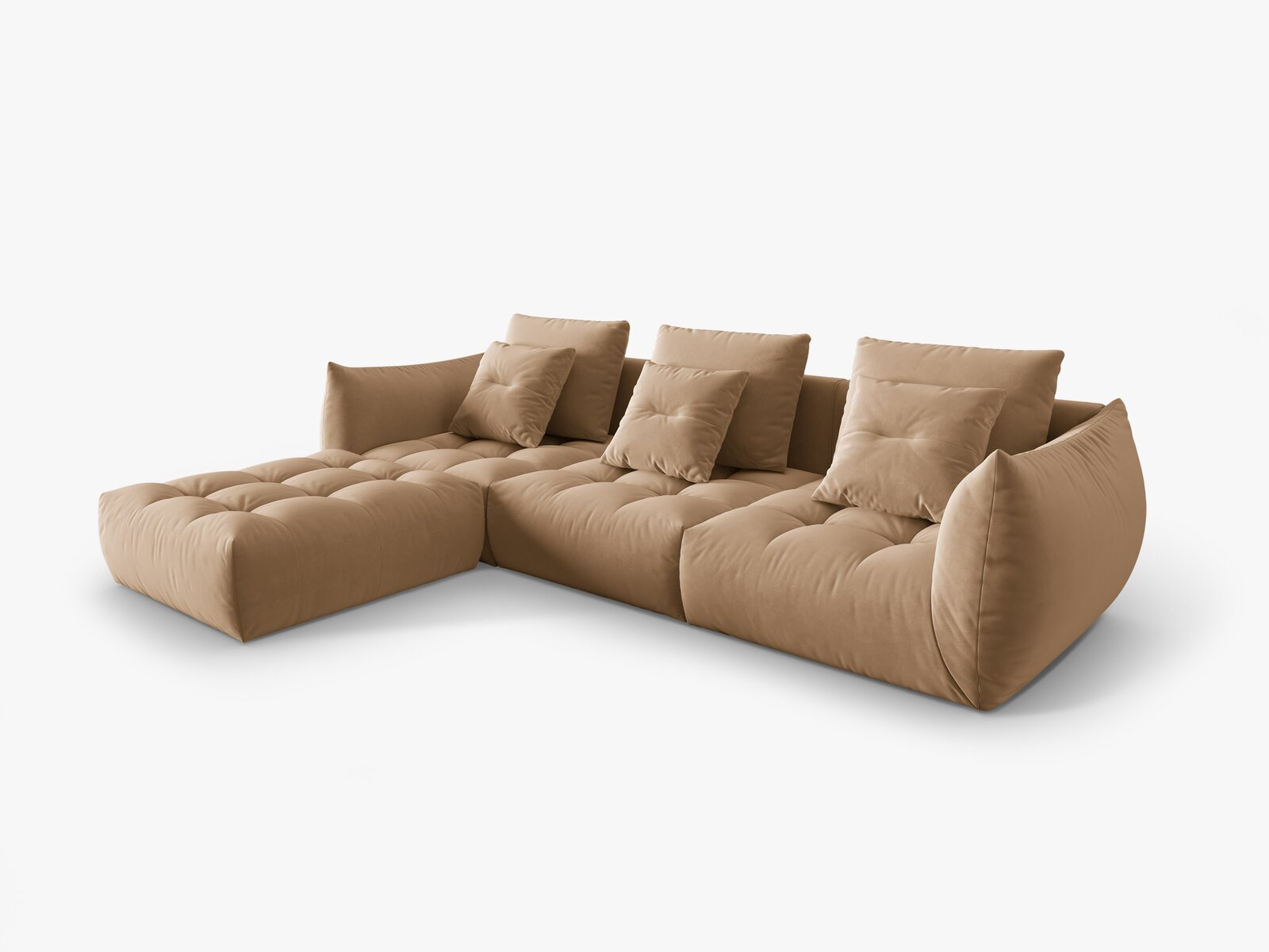 Micadoni Ecksofa Bloom 2-Sitzer Samt Sand