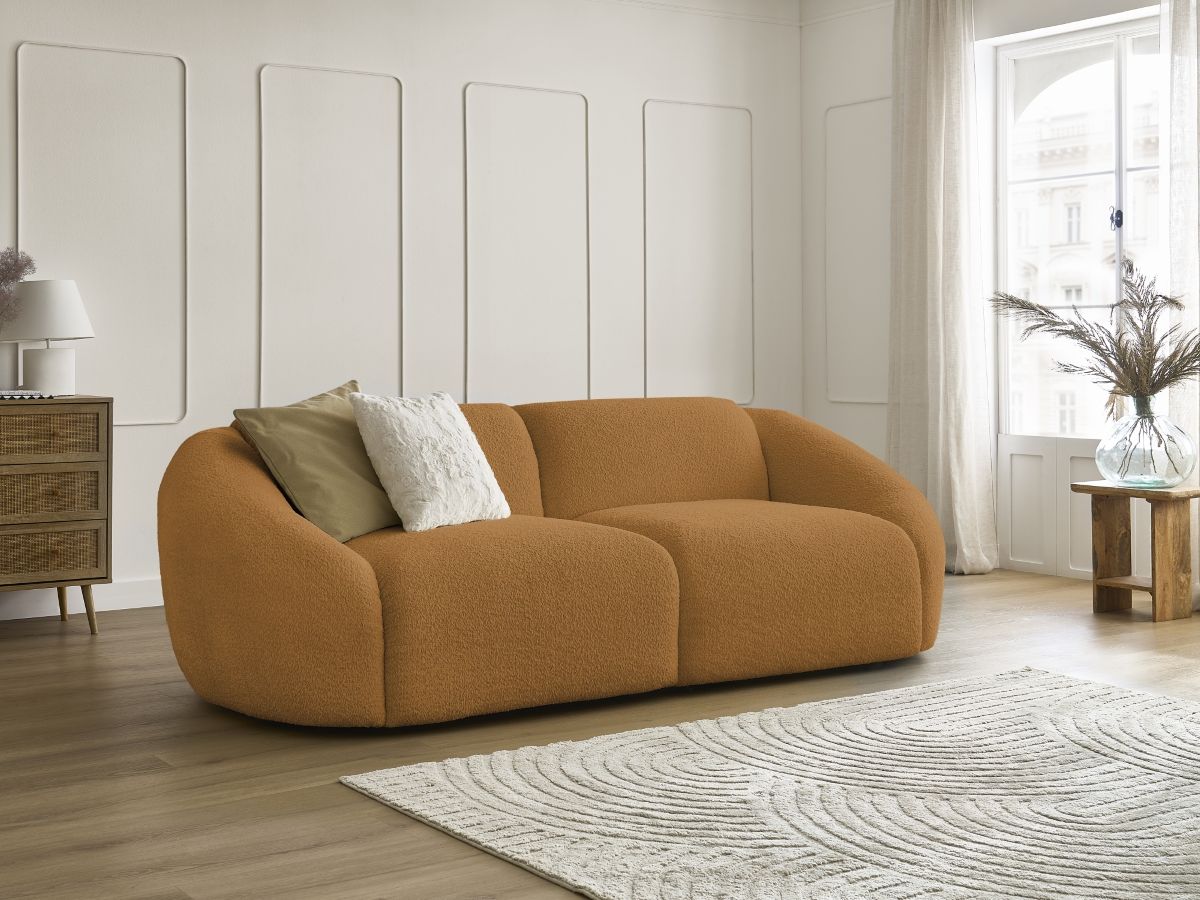 Bobochic Tina Sofa 3-Sitzer Bouclé-Stoff Gelb