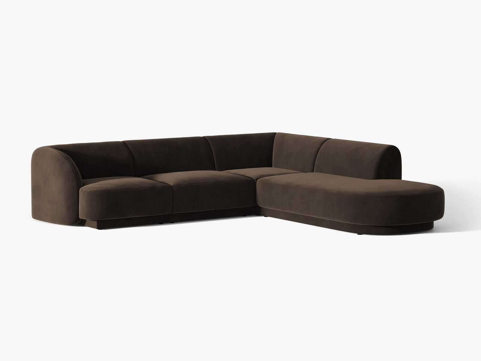 Micadoni Ecksofa Miley 6-Sitzer Samt Bluvel Dunkelbraun Rechts