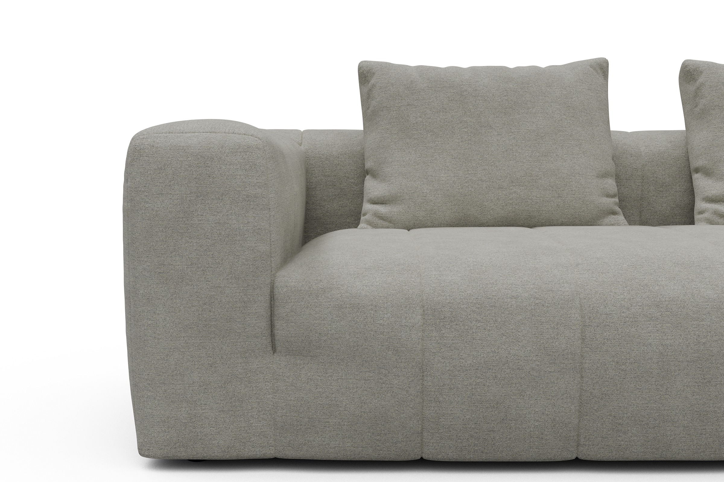 Ecksofa Hugo 2,5-Sitzer Armlehne links mit Chaiselongue Carreno-Moon-Stone-White